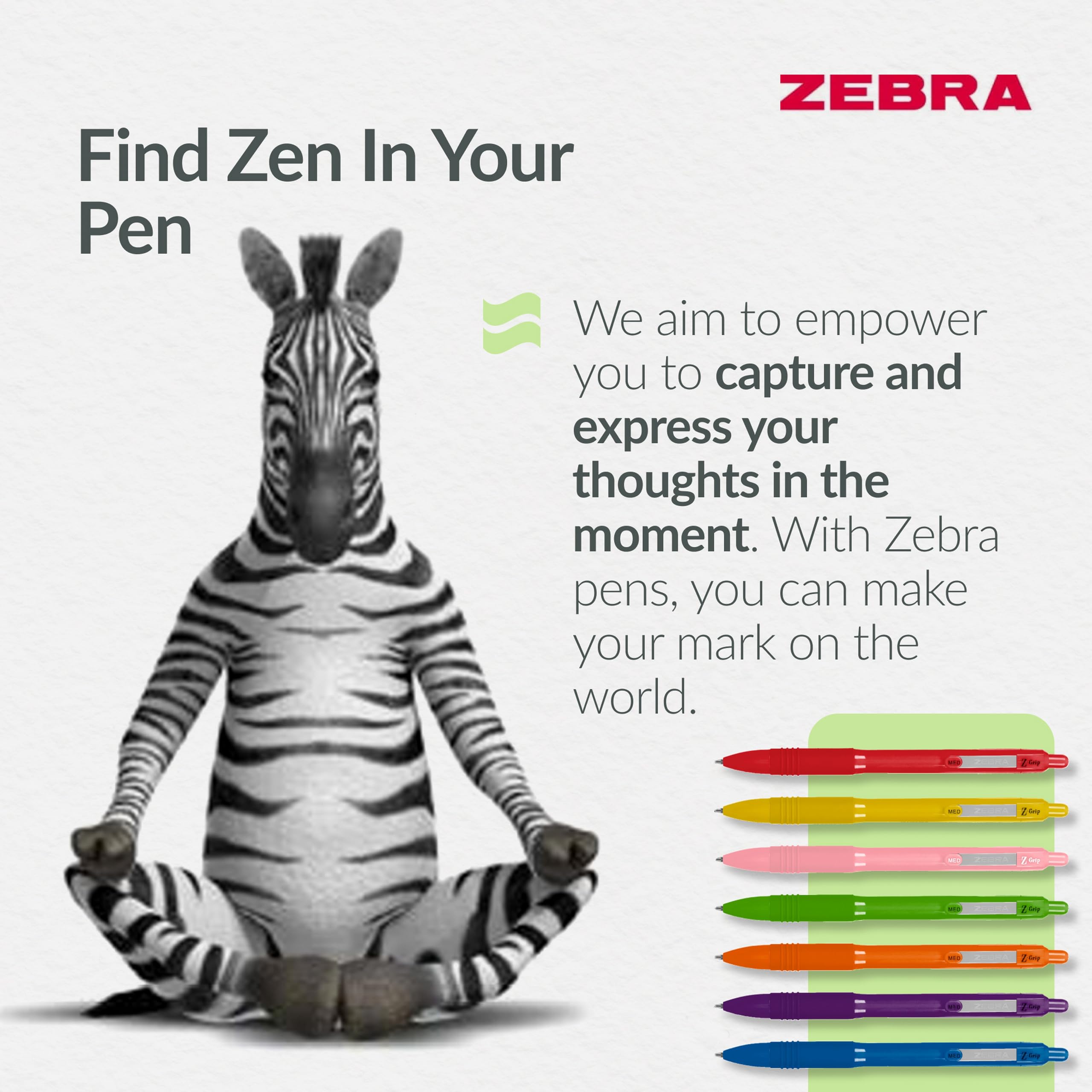 Zebra Pen Z GRIP Smooth Ballpoint Pens - Black Ink, Rainbow Barrel, 1mm Medium Point, 7 Pack 6