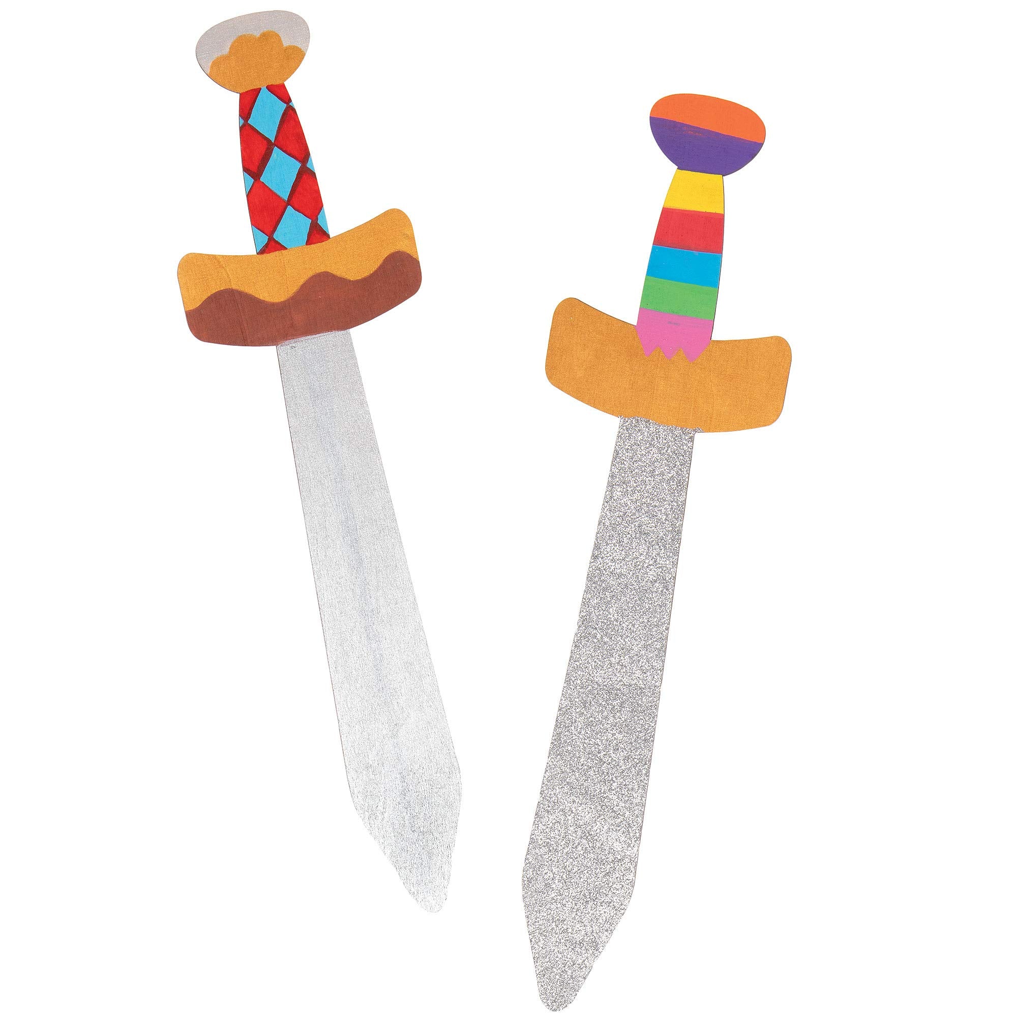 Baker Ross Wooden Swords for Kids to Paint - Pack of 4, Knight Wood Craft Kit | 15 Inch 4