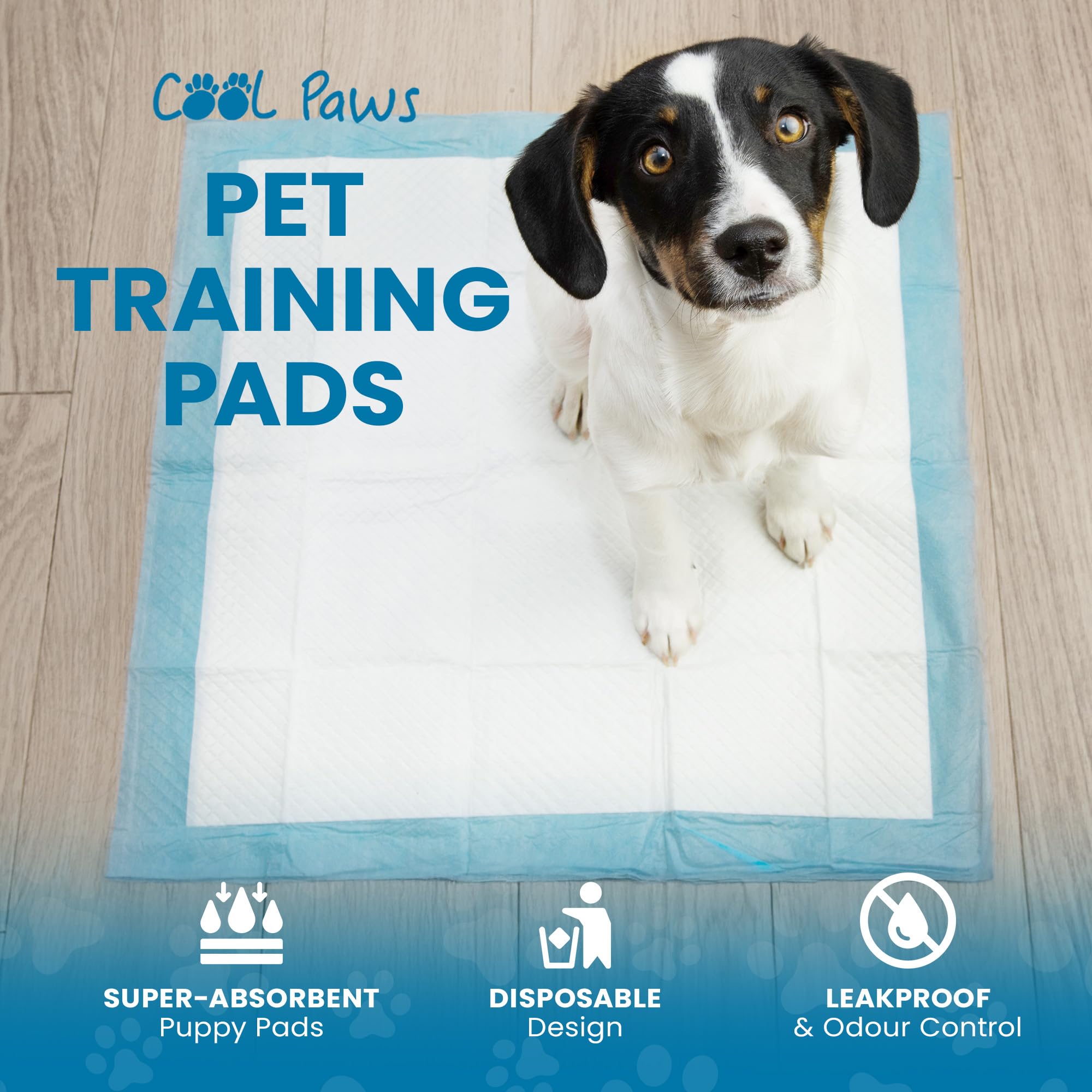 Cool Paws Puppy Training Pads - 50 Pack Medium Size 56 x 56cm Ultra-Absorbent