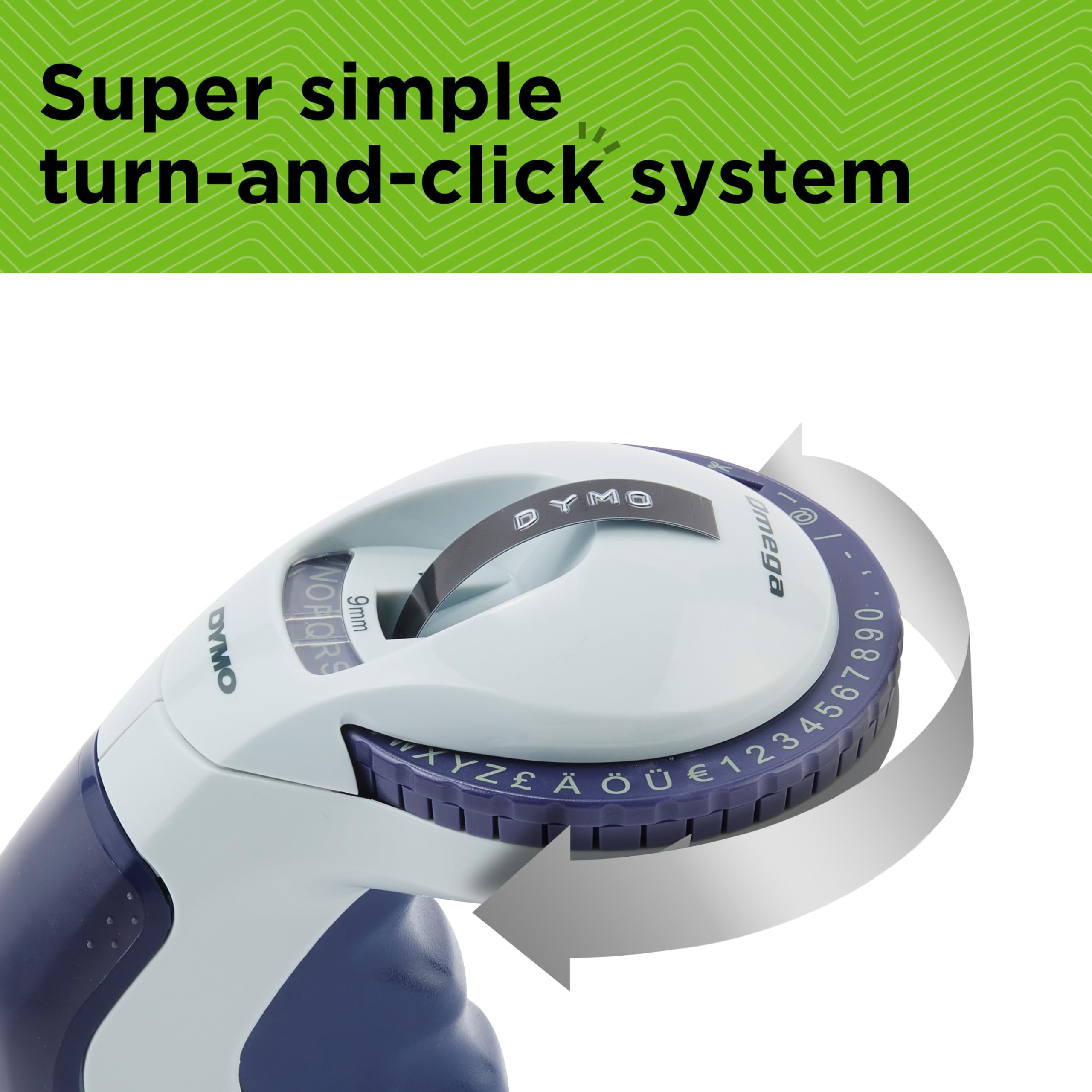 Dymo Omega Embossing Label Maker with 3 Label Tapes | Portable Handheld Design | 49-Character Wheel 3