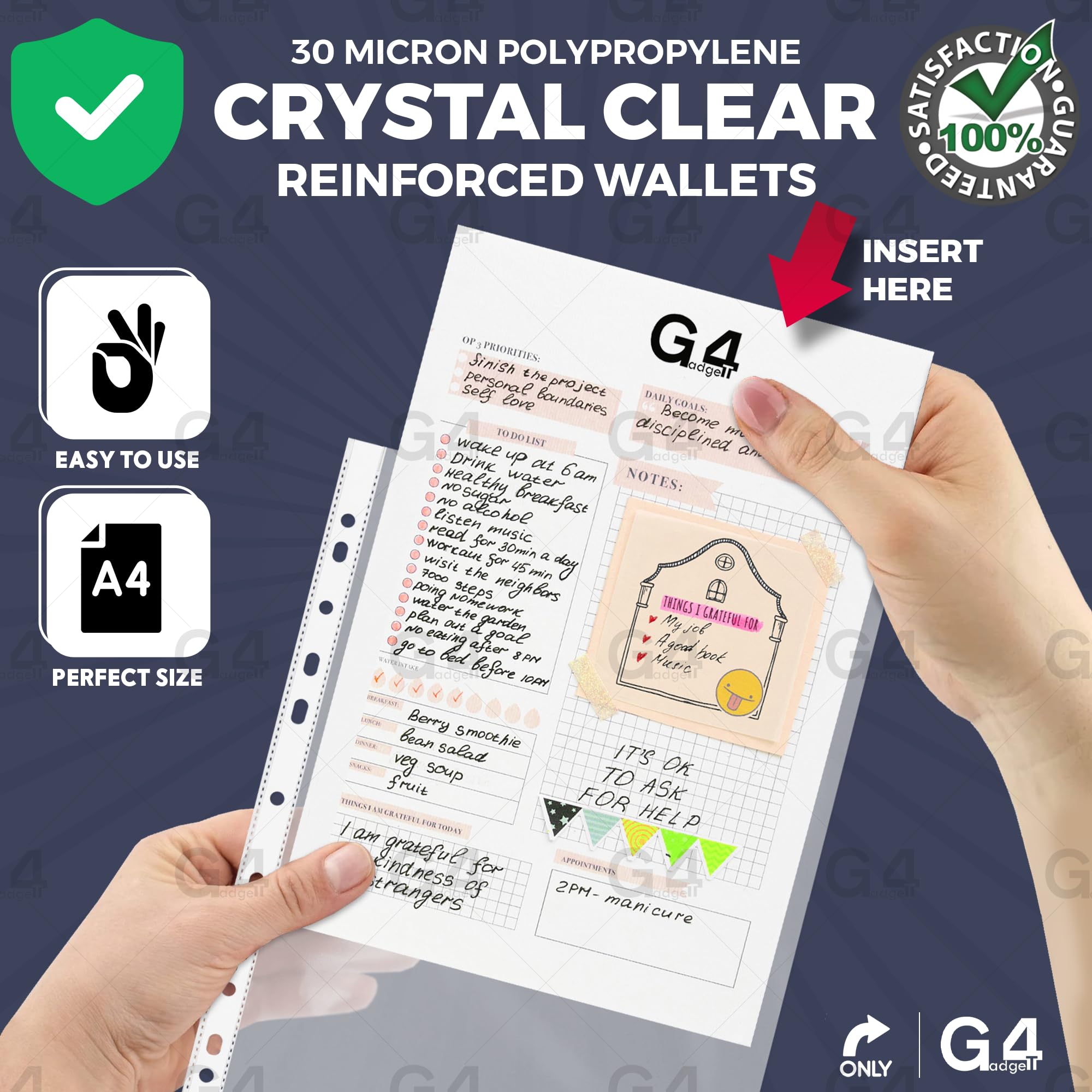 G4GADGET A4 Punched Sheet Protectors - 200 Pack | 30 Micron Polypropylene | Frost Finish 5