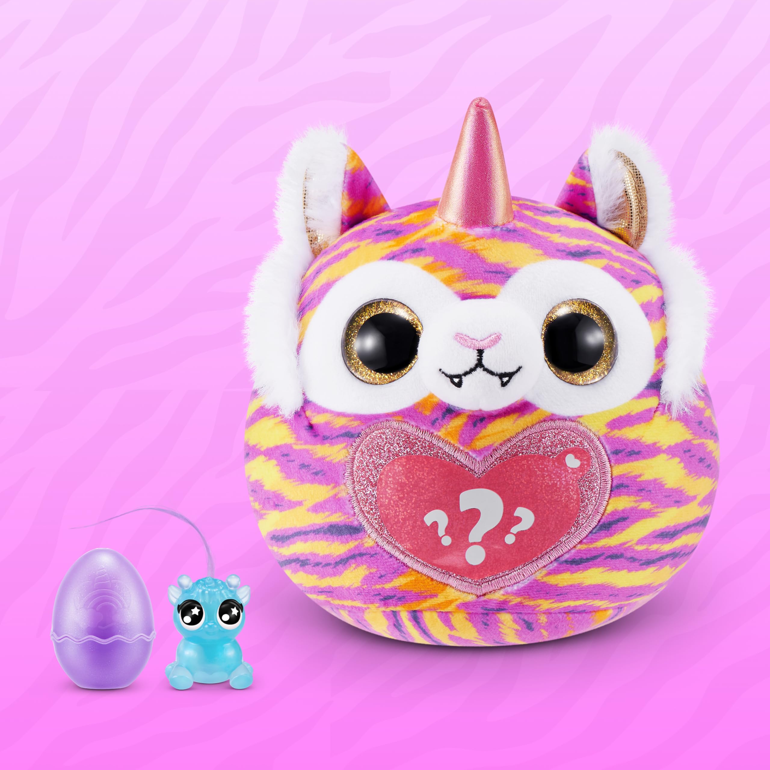 Rainbocorns Wild Heart Surprise Tiger Plush Toy - Interactive Unboxing | 10+ Surprises | Ages 3+ 4