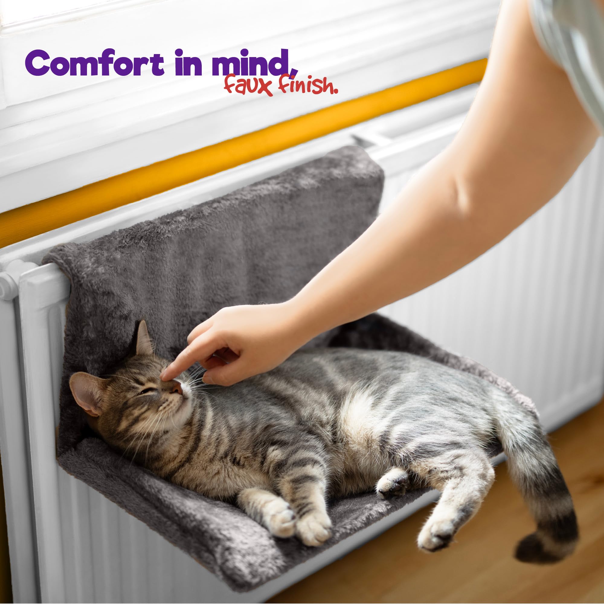Petlicity Warm & Cosy Radiator Bed for Cats and Small Dogs up to 5kg | Grey | H25cm x W46cm x D30cm 5