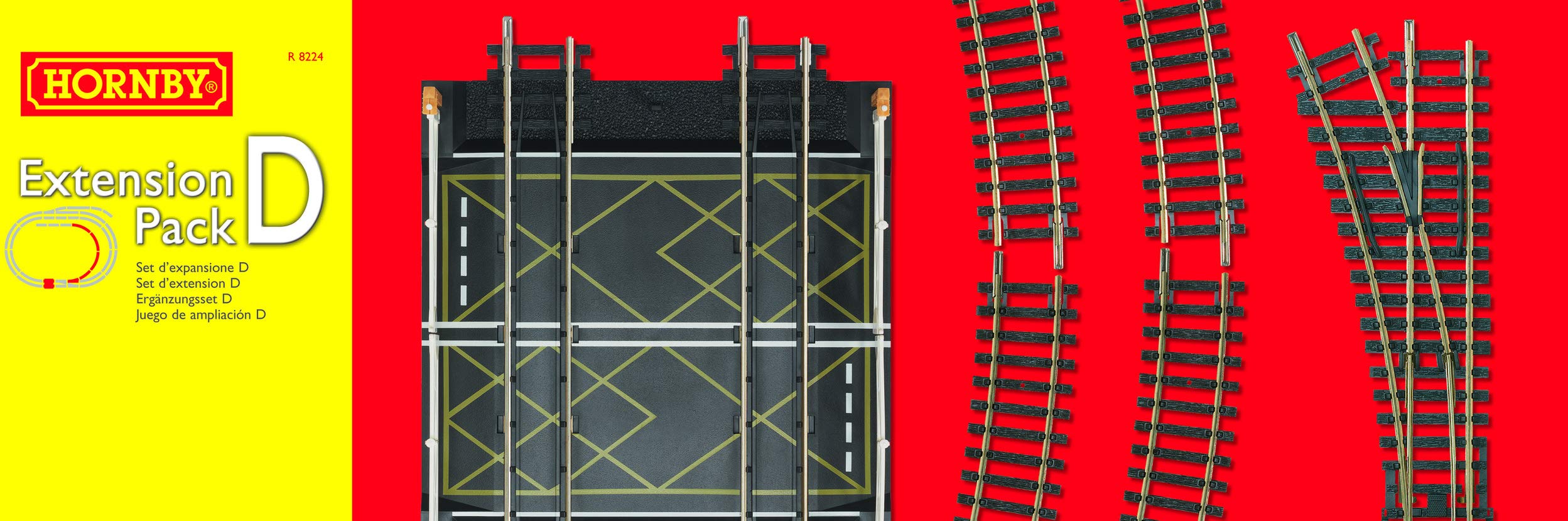 Hornby R8224 OO Gauge Track Extension Pack D – Curves, LH Point, Buffer Stop & Double Level Crossing 7