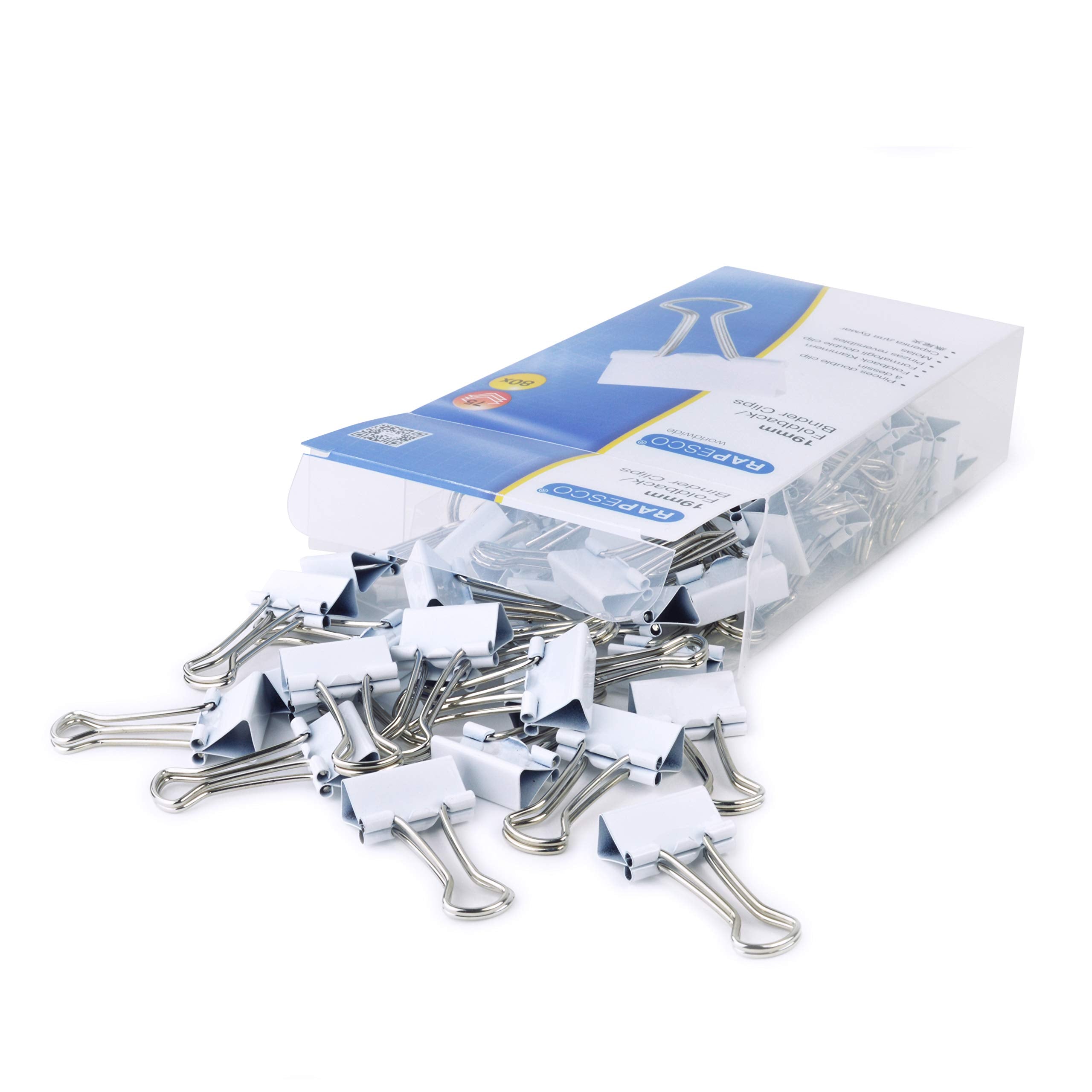 RAPESCO 1493 Foldback Clips - 19mm, White, 80 Pack | Tempered Steel, Reusable 7