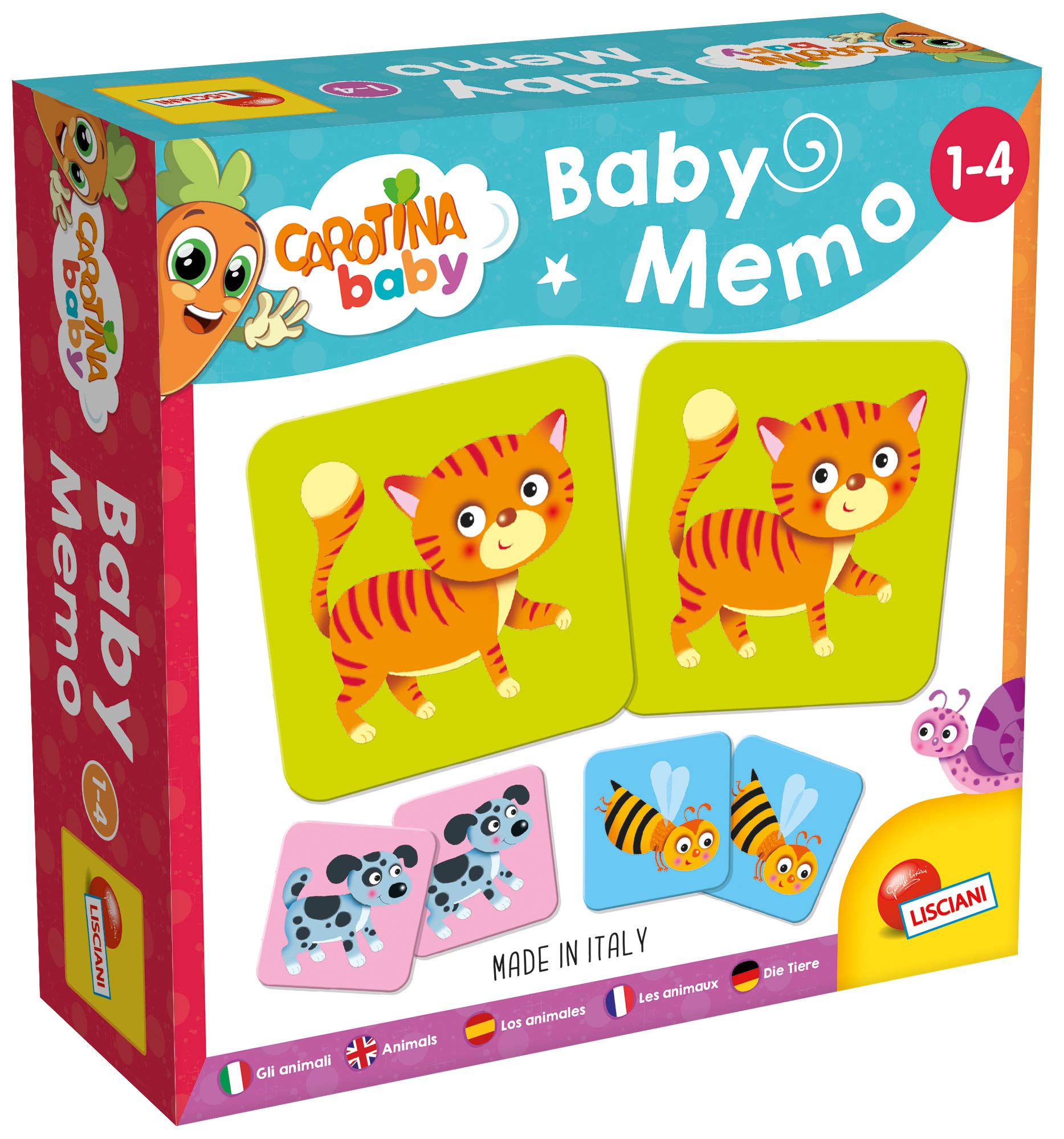 Liscianigiochi Carotina Baby Memory Game Animals | Ages 1-4 | Improves Memory & Vocabulary