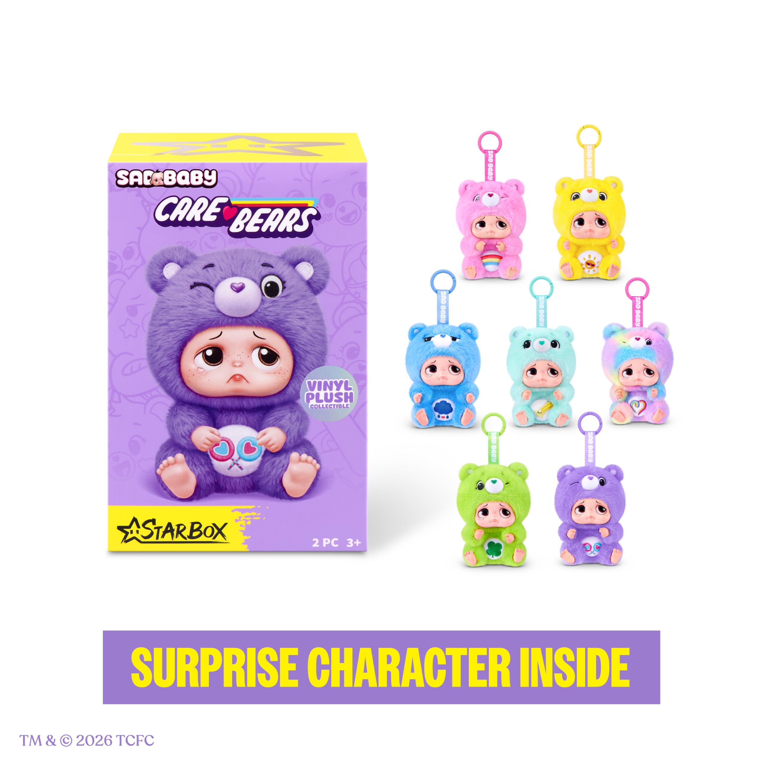 STARBOX Sad Baby Starbox Care Bears Series 1 Blind Box Keychains | Hand Sized Plush | 1/128 Ultra Rare 3
