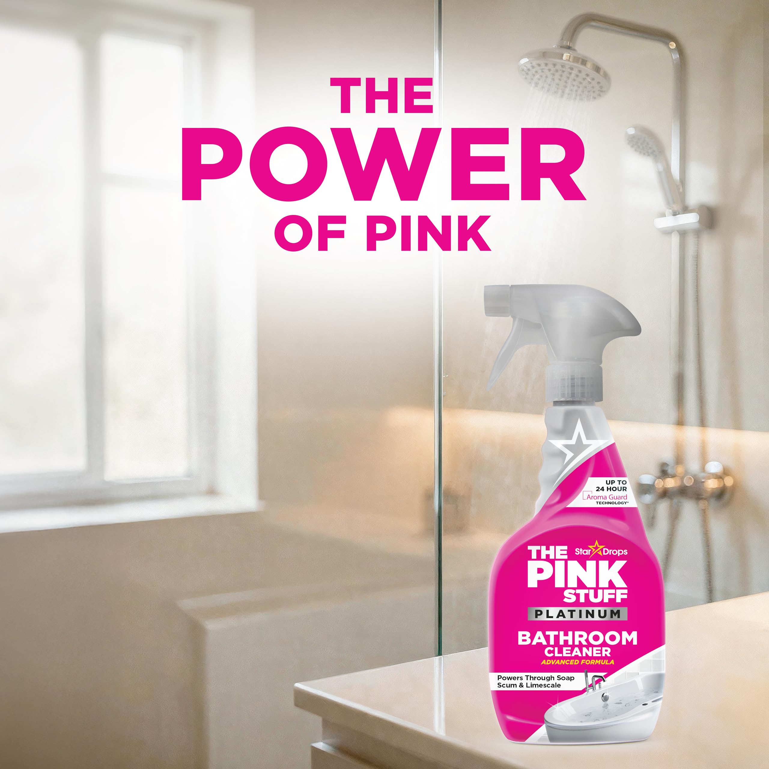 Stardrops The Pink Stuff Platinum Bathroom Foam Cleaner Spray 750ml - Limescale & Soap Scum Remover 6