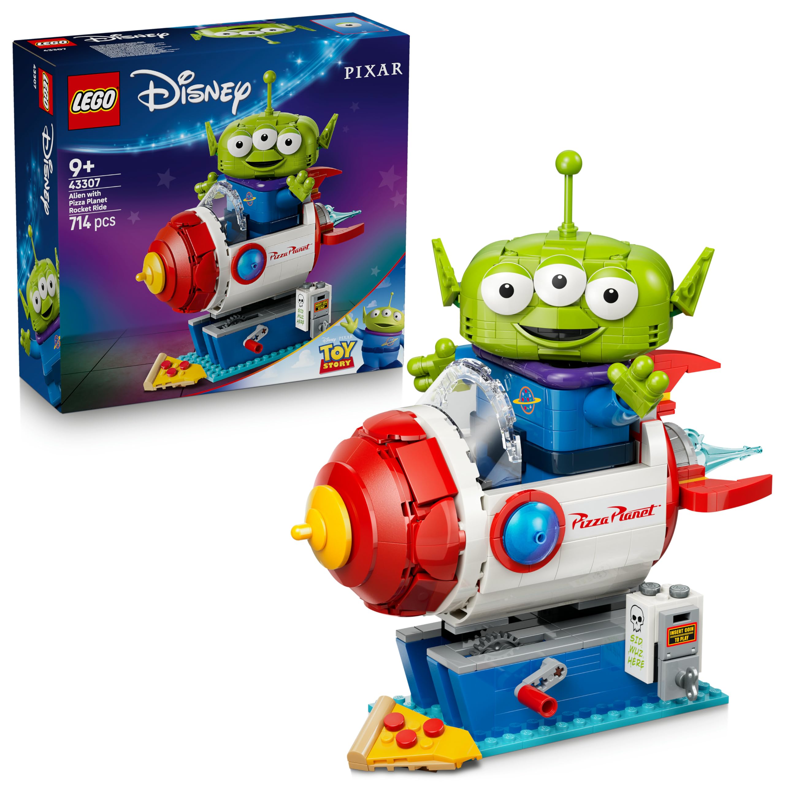 LEGO Disney Pixar Toy Story Alien with Pizza Planet Rocket Ride Building Set 43307 for Ages 9+