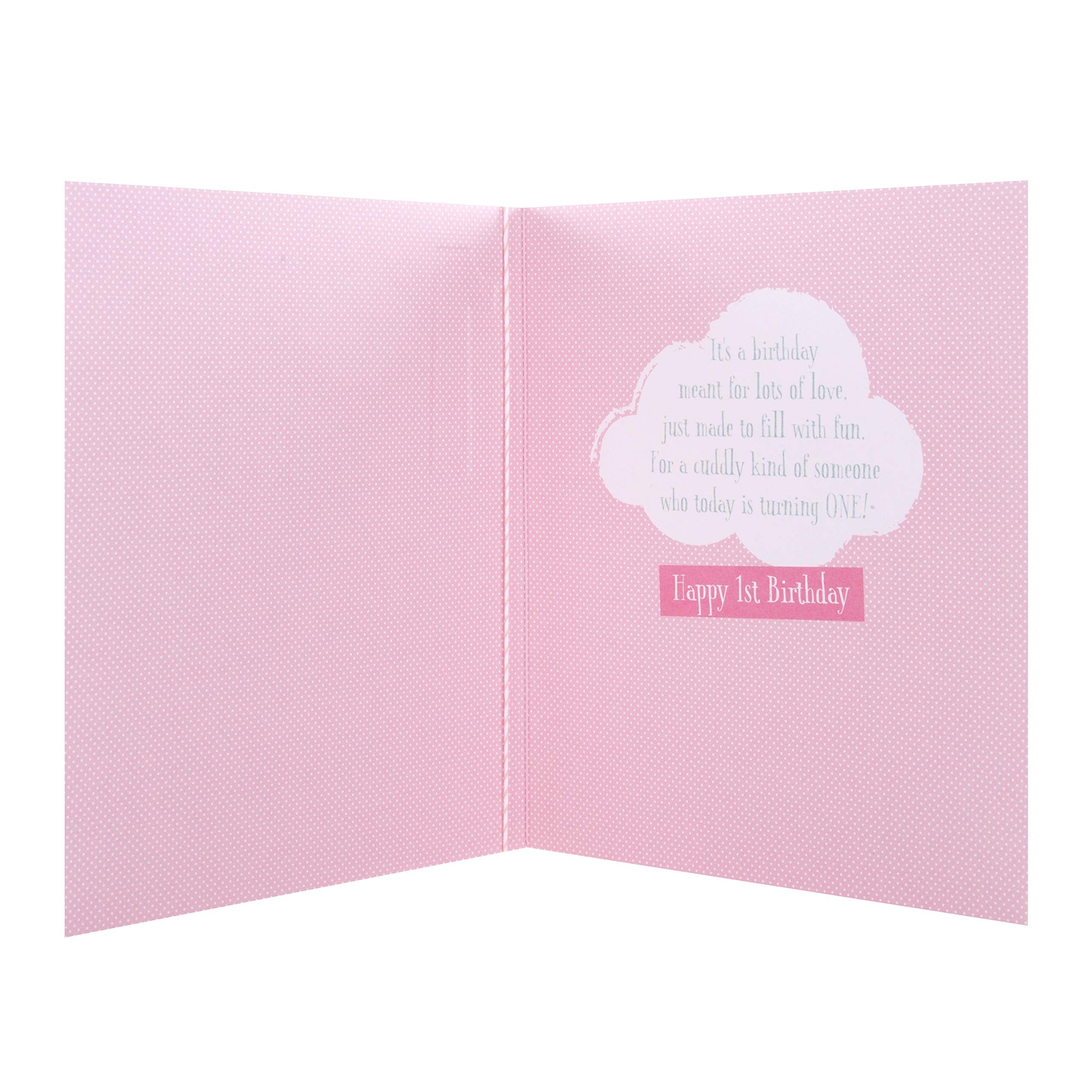 Hallmark Winnie-The-Pooh 1st Birthday Card for Little Girl | 18cm x 16cm | Kraft Envelope Included 4
