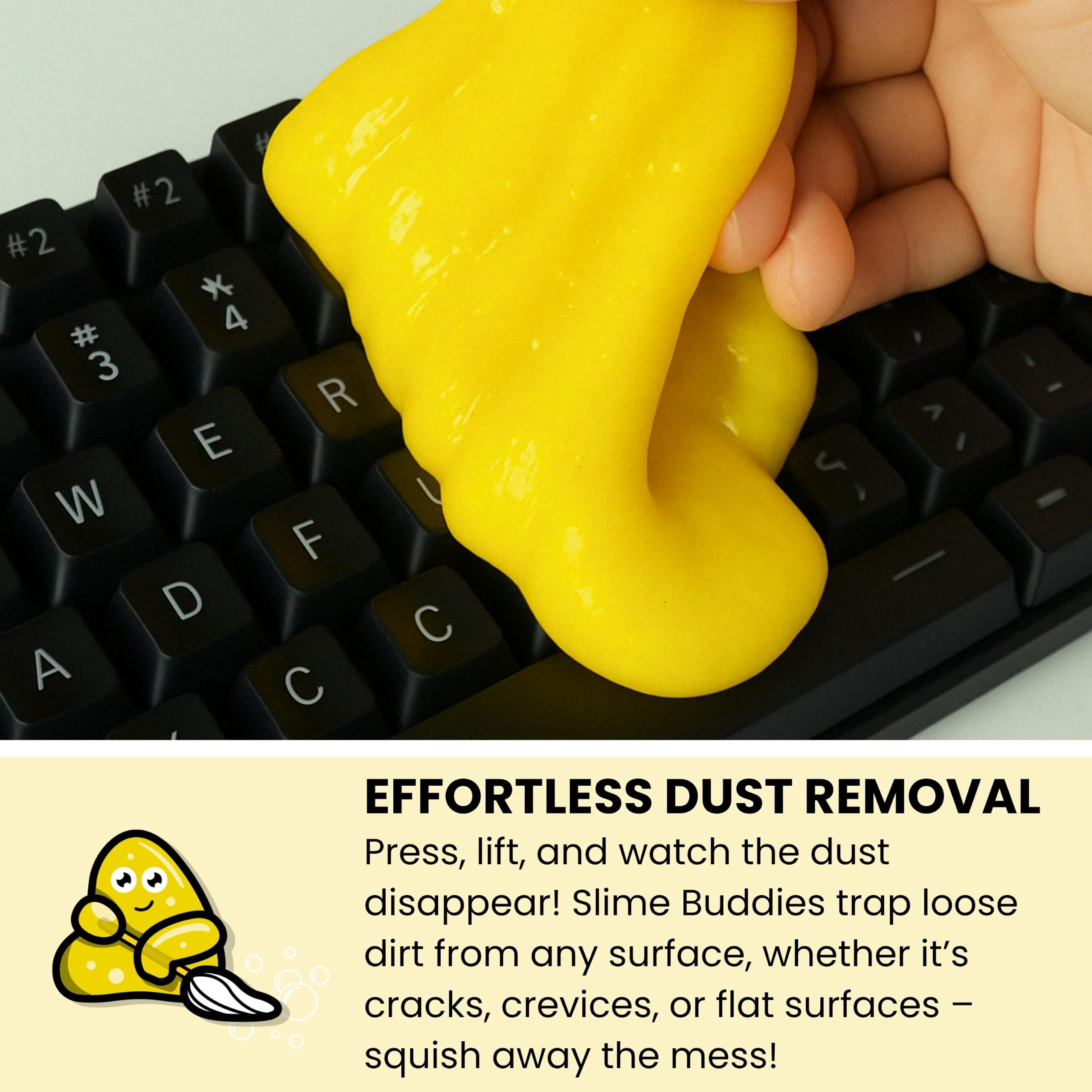 Slime Buddies Cleaning Putty Gel - Lemon Scented for Electronics & Car Interiors | Reusable 4