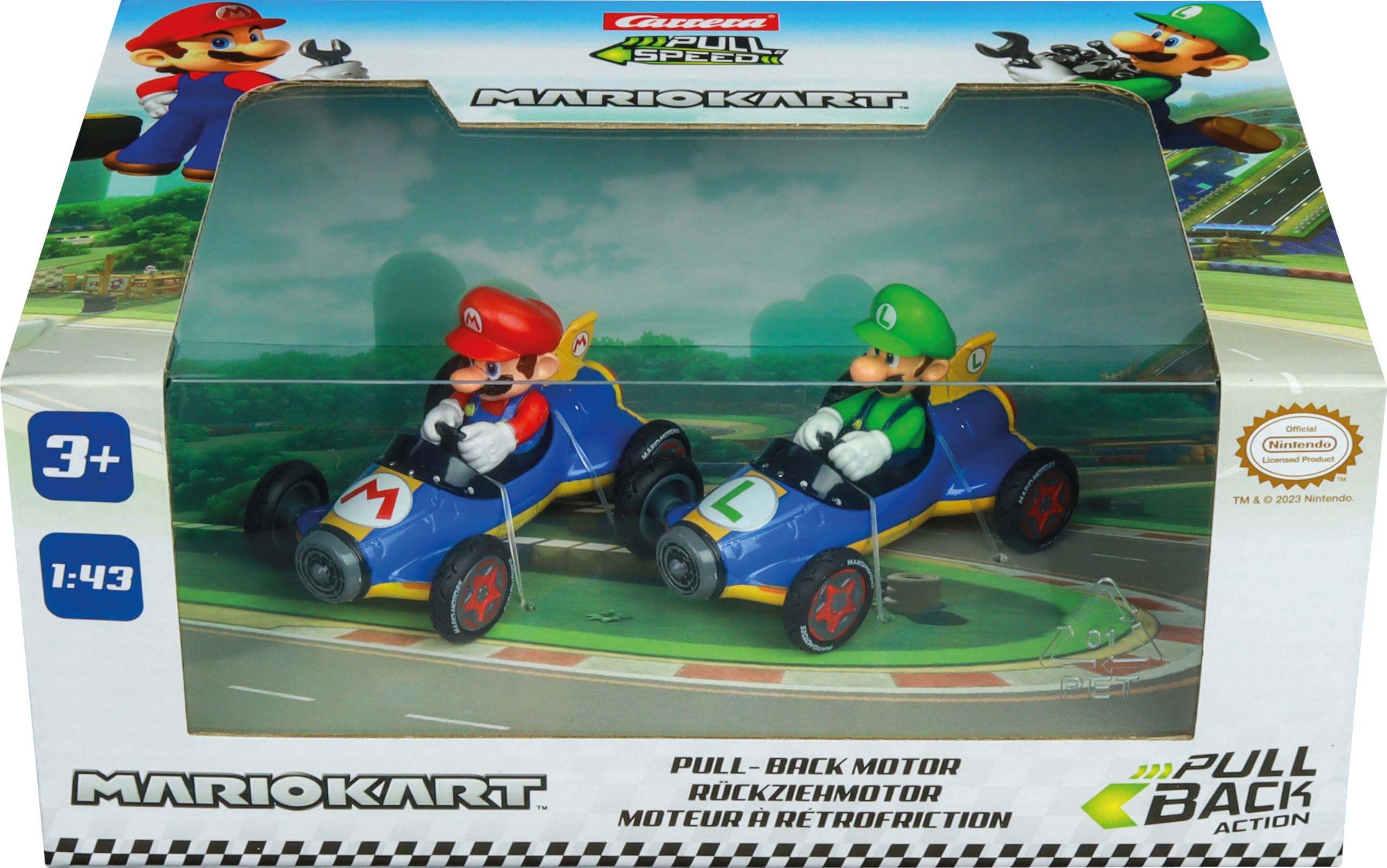 Pull & SPEED Mario Kart 8 'Mach 8' Twinpack - 1:43 Scale Plastic Race Cars | Ages 3+