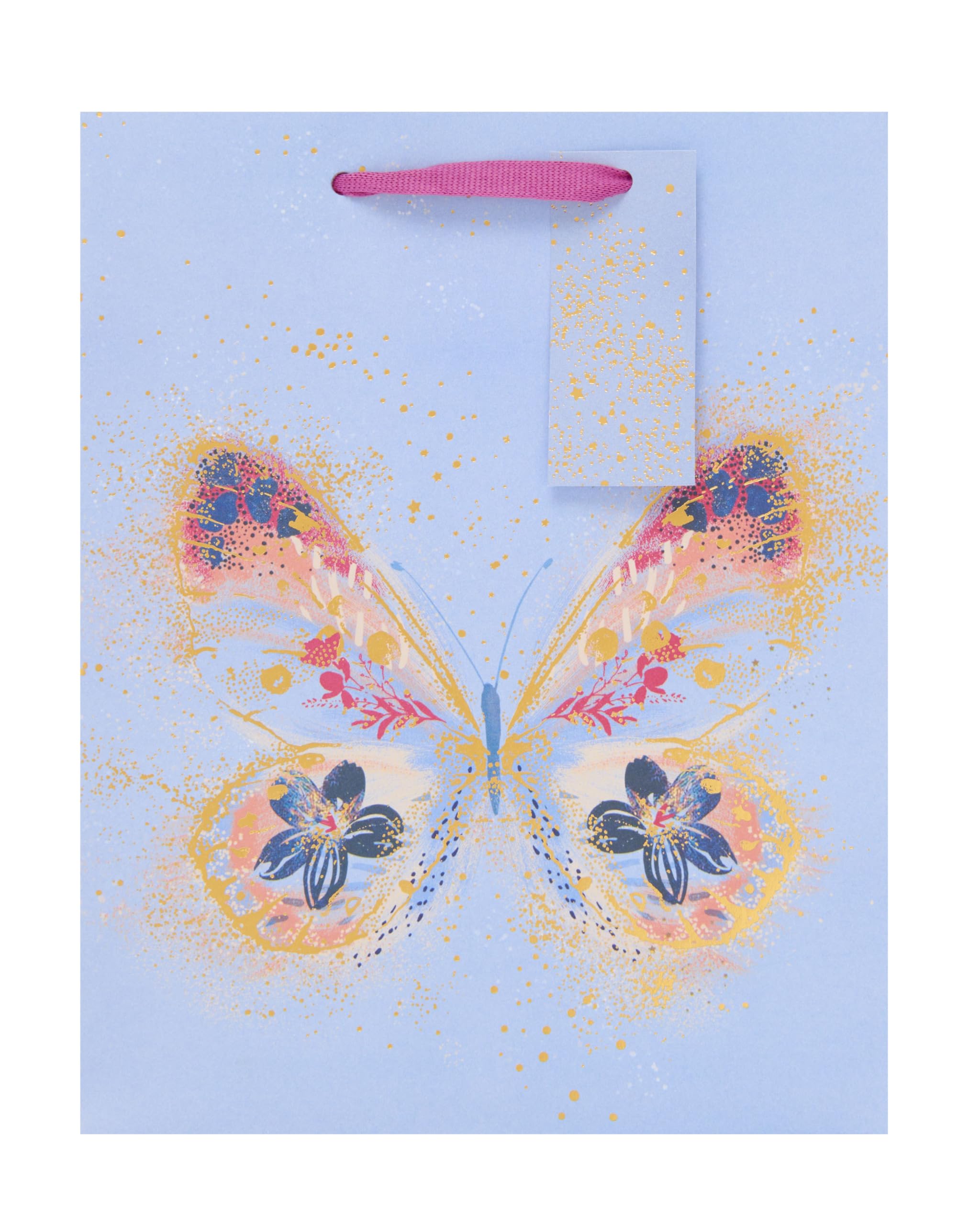 UK Greetings Medium Gift Bag - Floral Butterfly Design with Foil Accents | 22.8 x 19 cm 5
