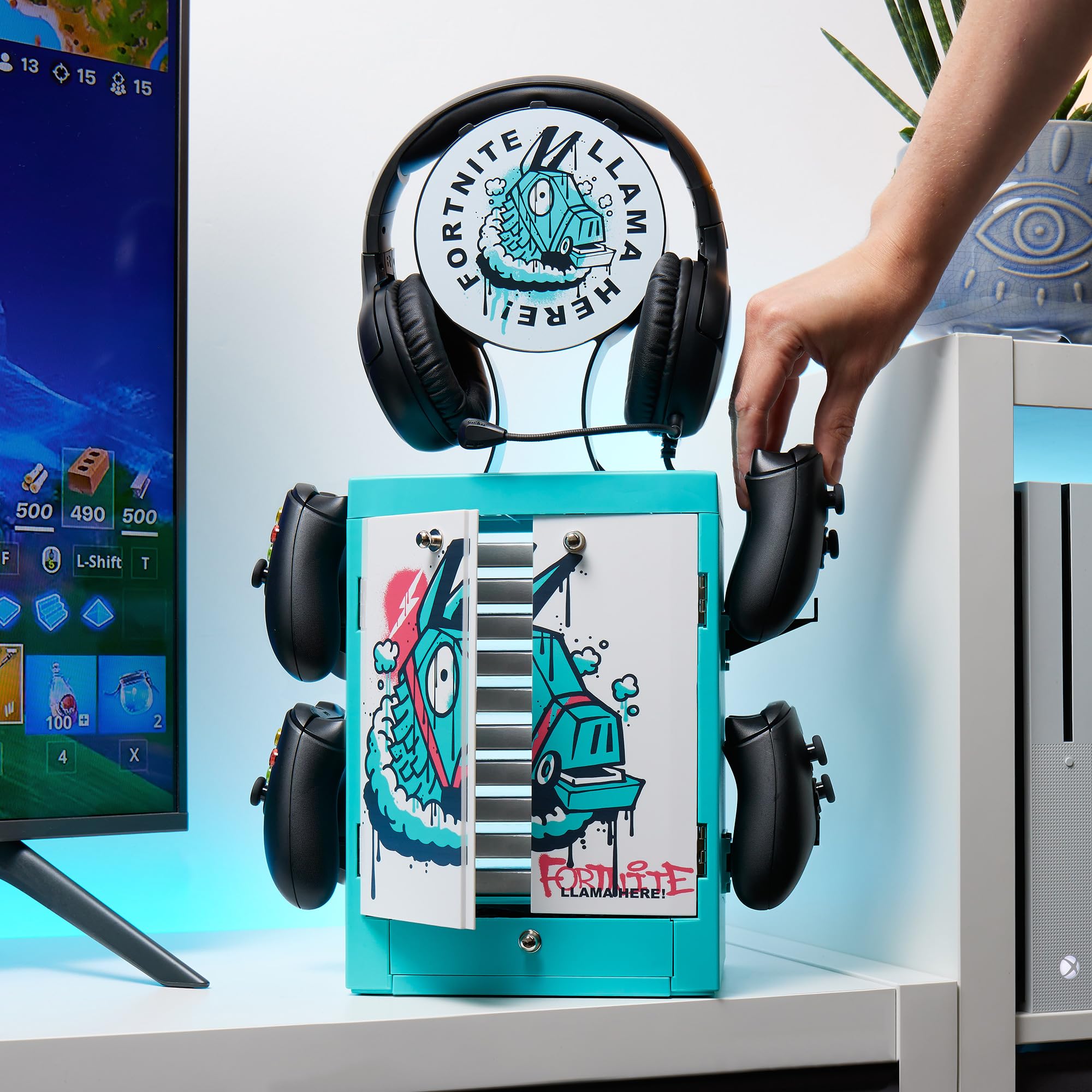 Fortnite Llama Gaming Locker – Universeller Aufbewahrungsständer für Spiele, Controller und Headset von Numskull 6