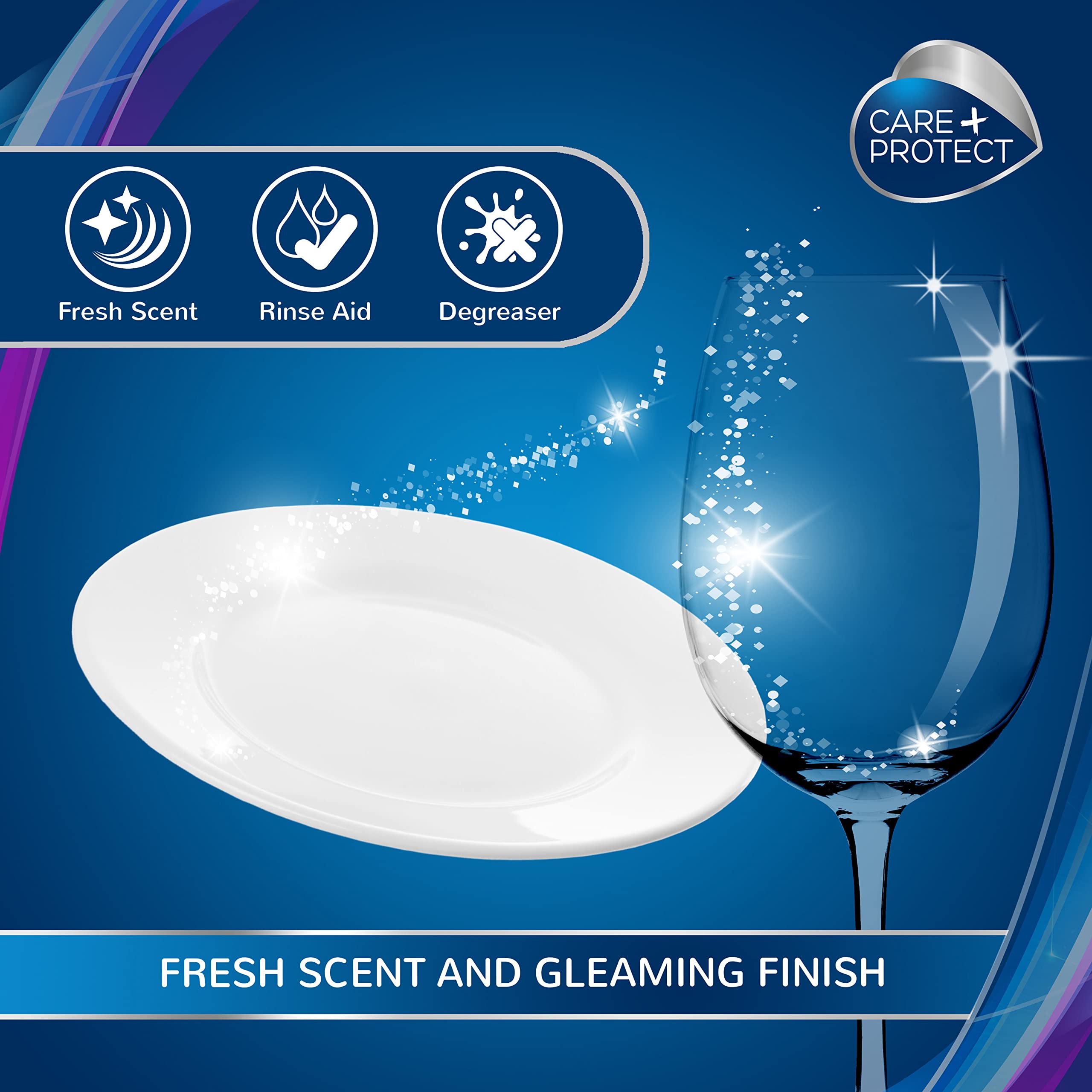 CARE + PROTECT Dishwasher Gel All in One - 750ml | Up to 37 Washes | Degreaser & Rinse Aid 5