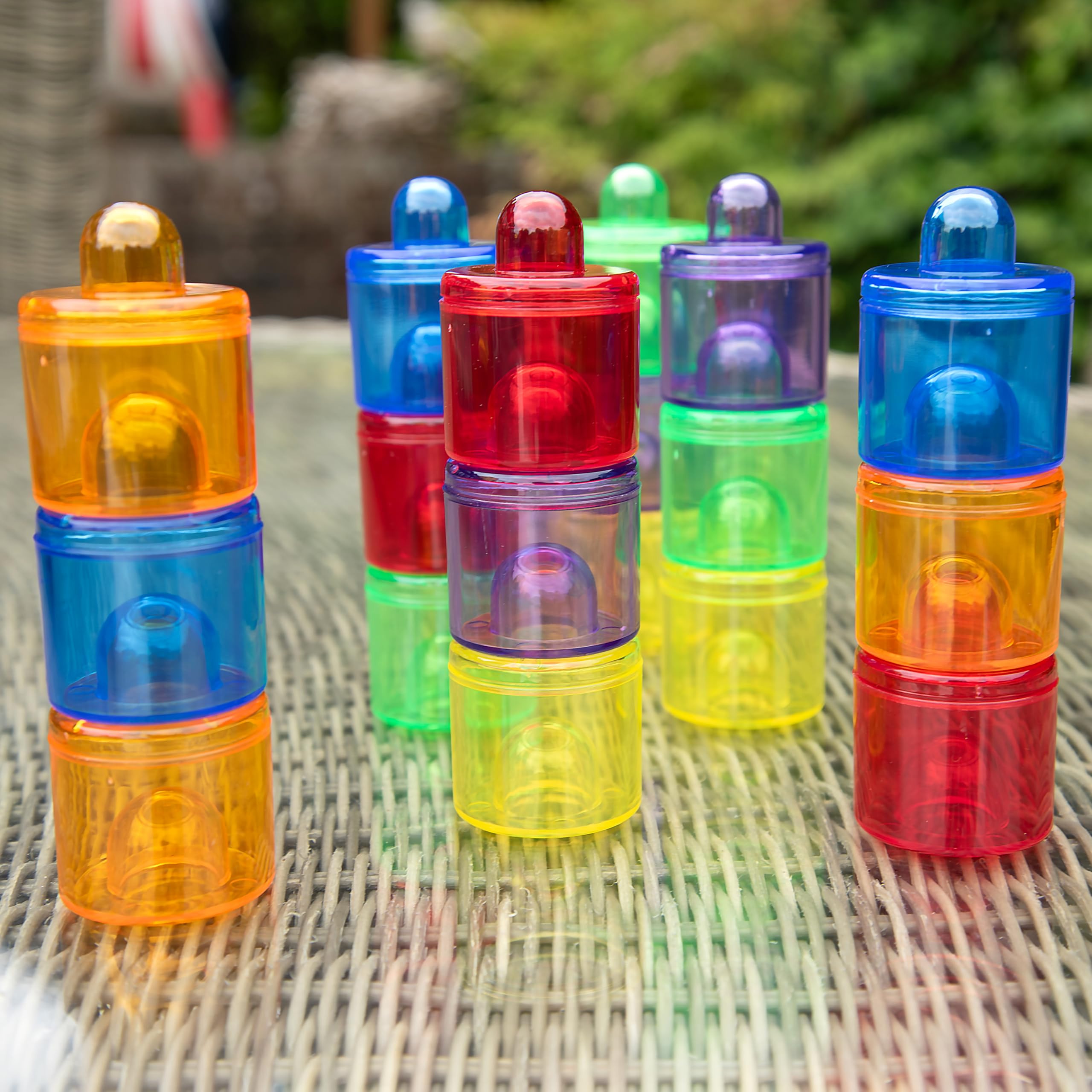 tickit 73105 Translucent Colour Pot Set - 18 Pieces, 6 Colours, Stackable for Early Learning