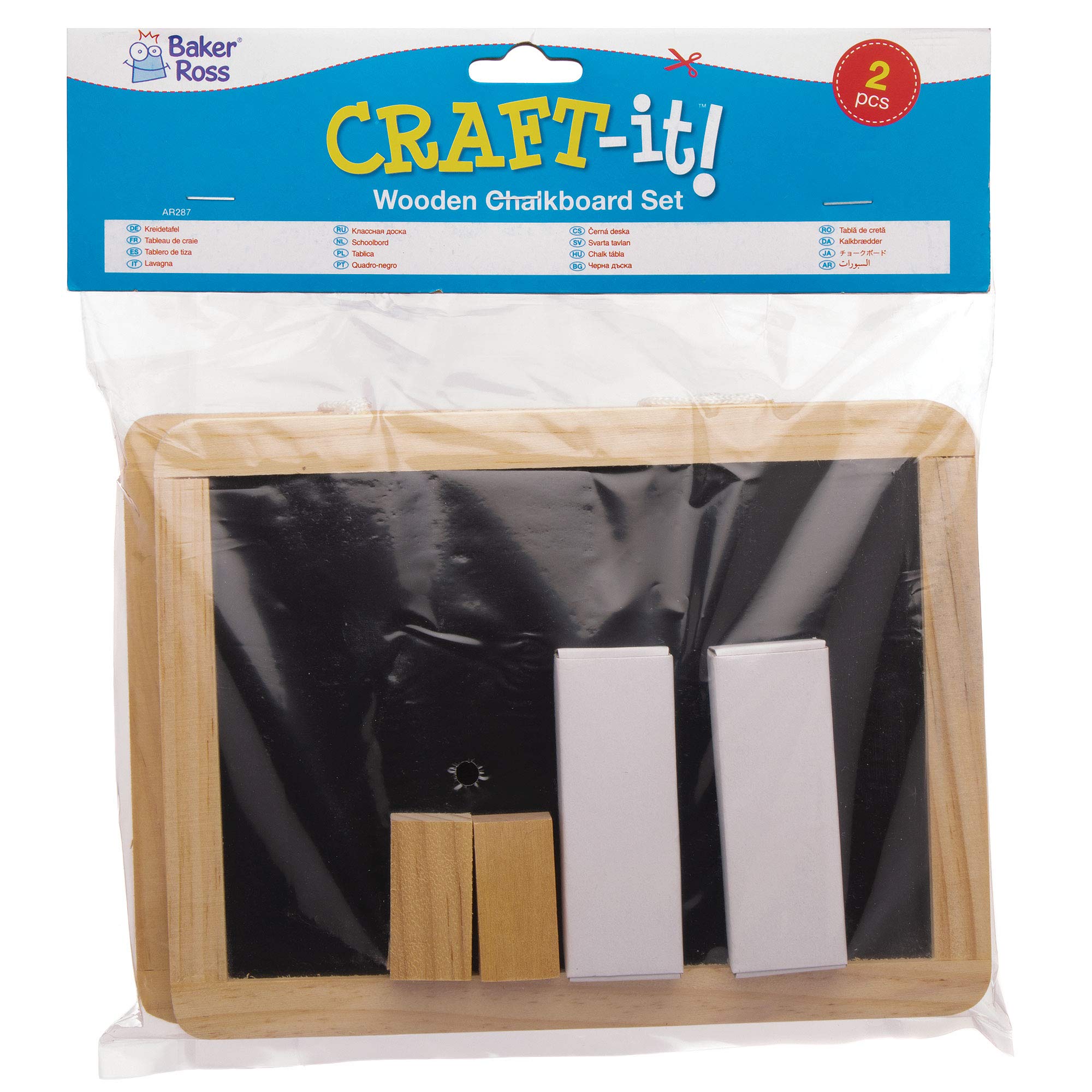 Baker Ross AR287 Wooden Chalk Board Sets - perfect Craft Supplies For Boys 4