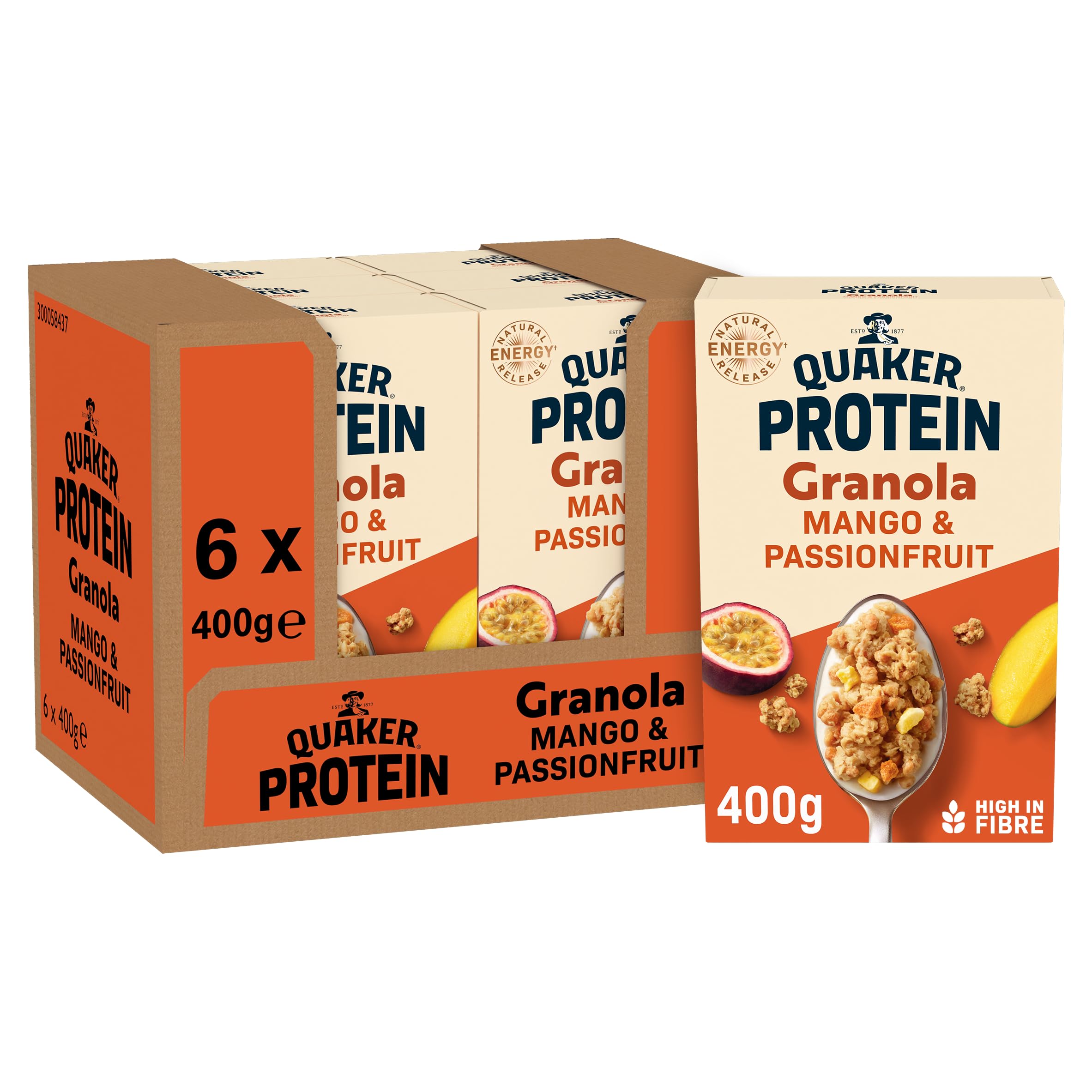 Quaker Protein Granola Mango & Passionfruit - 22g Protein per 100g | High Fibre | 400g 4