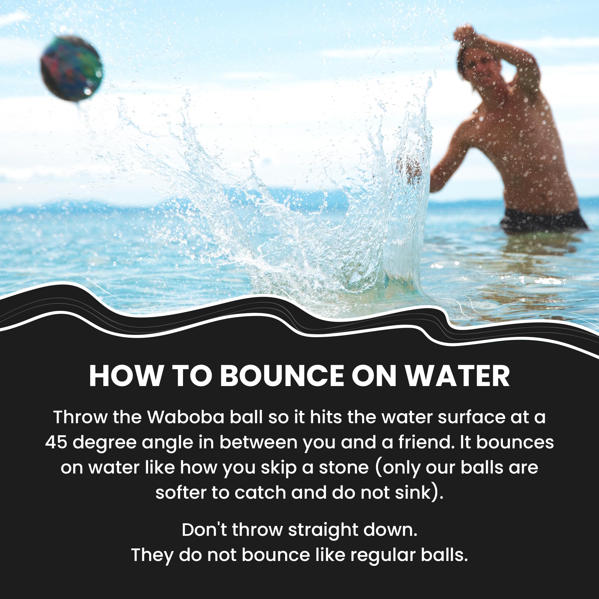 Waboba Pro Water Bouncing Ball - Firm Gel Core | Bounces on Water | Age 10+ 7