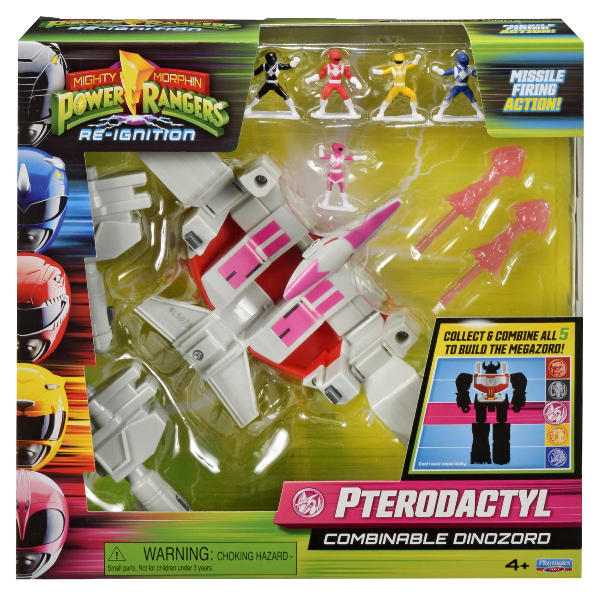 Playmates Power Rangers Re-Ignition Pterodactyl Combinable Dinozord | Pink Plastic Figure | Ages 4+