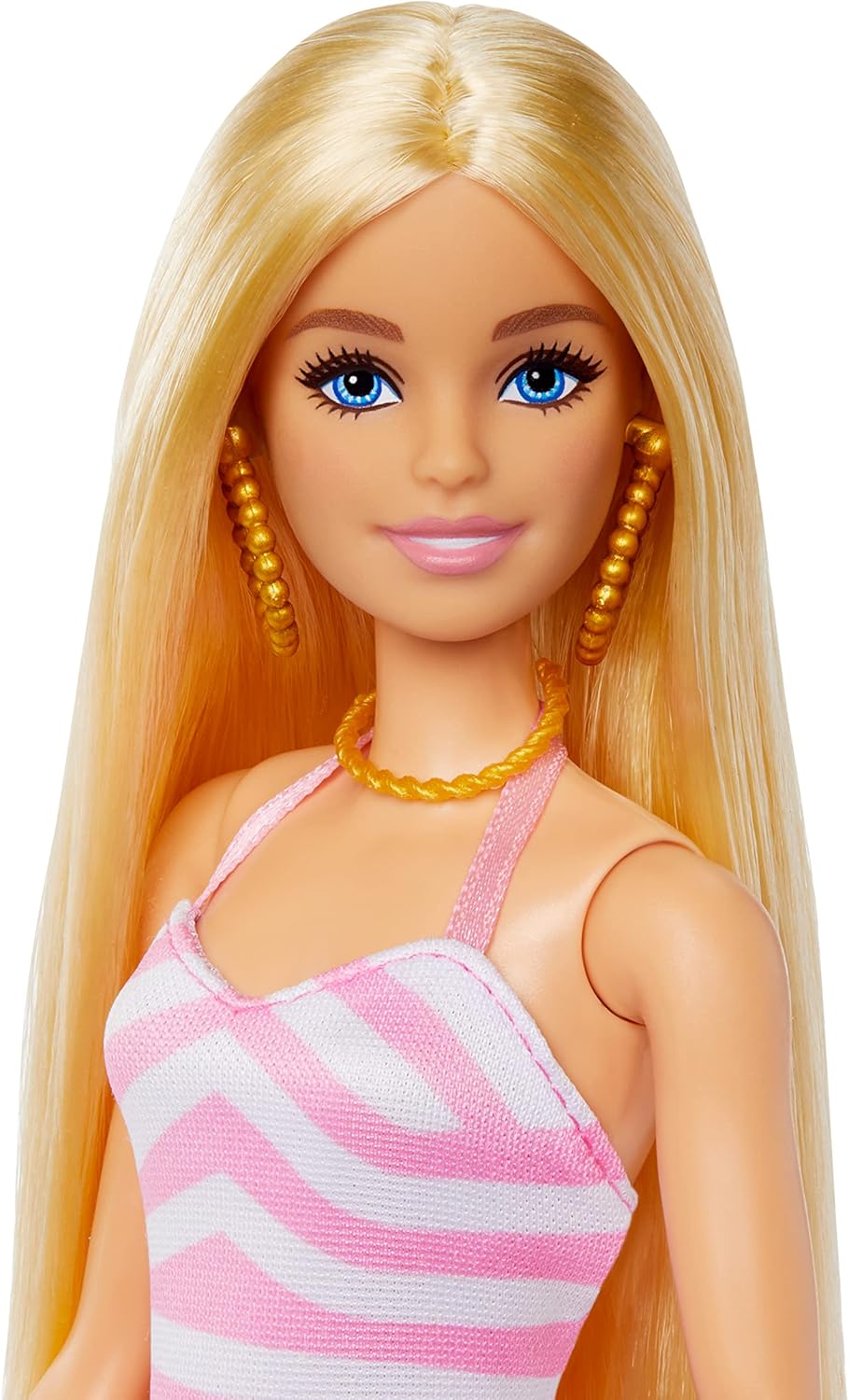 Barbie-Puppe – Rosa-weißer Badeanzug mit Strandzubehör, ab 3 Jahren 6