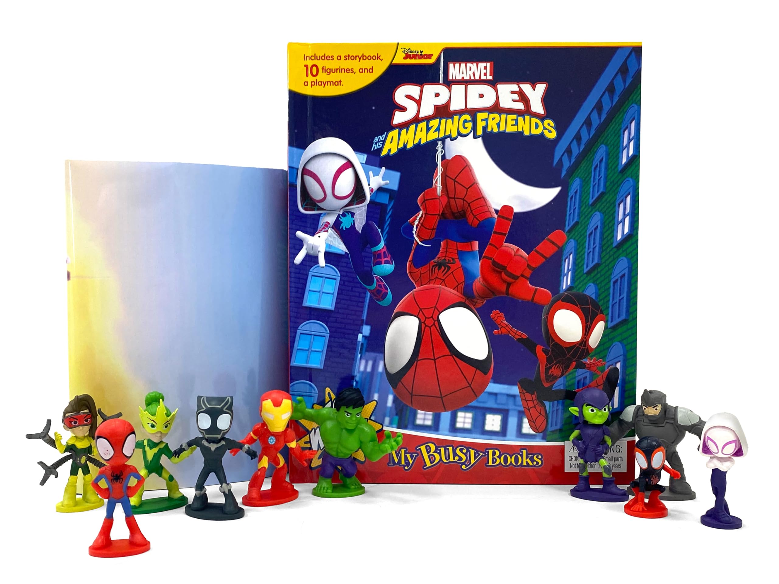 Phidal Marvel Spidey and his Amazing Friends My Busy Books | Board Book with 10 Figurines & Playmat 3