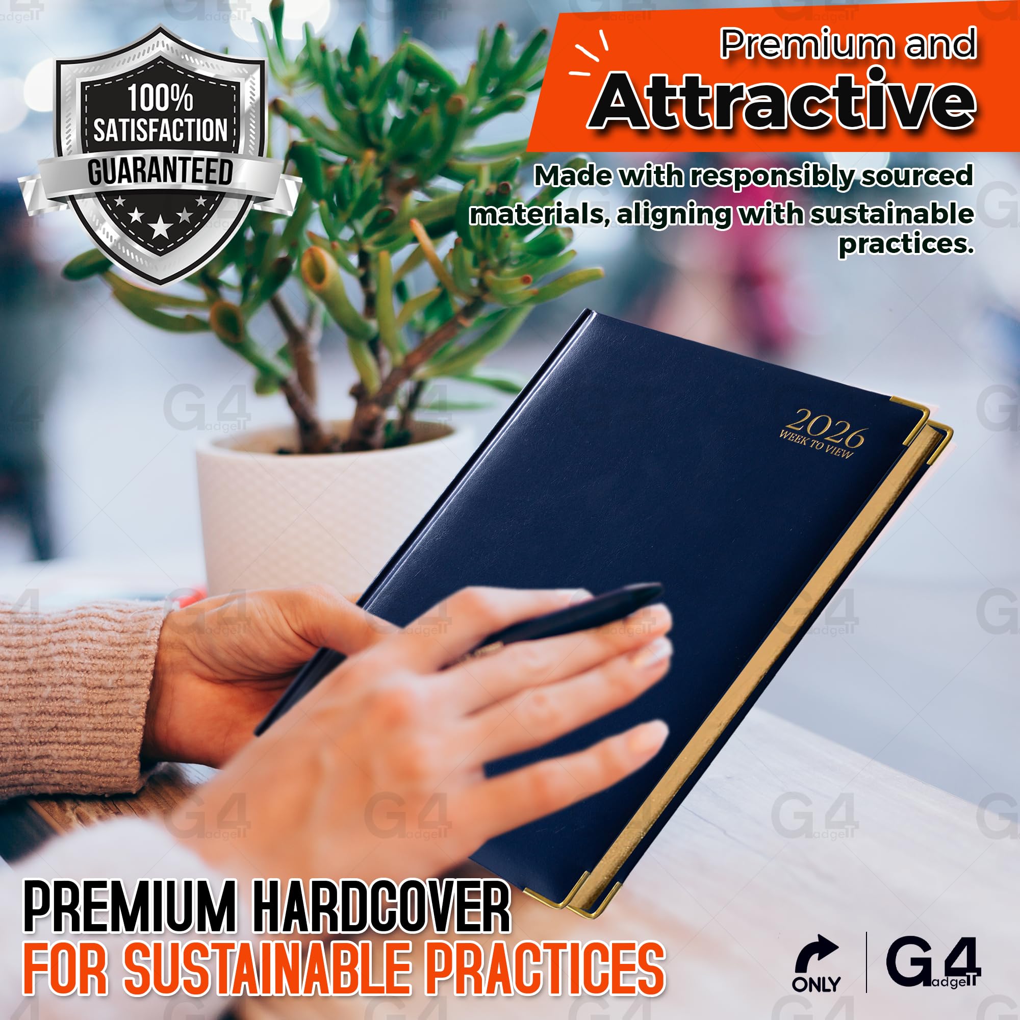 G4GADGET 2026 A5 Week to View Diary | Blue Hardback with Gilt Edges | Comprehensive Reference Pages 3