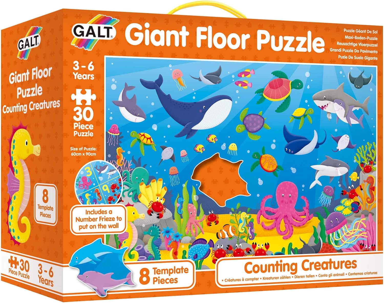 Galt Toys, Giant Floor Puzzle - Counting Creatures, Floor Puzzles for Kids, Ages