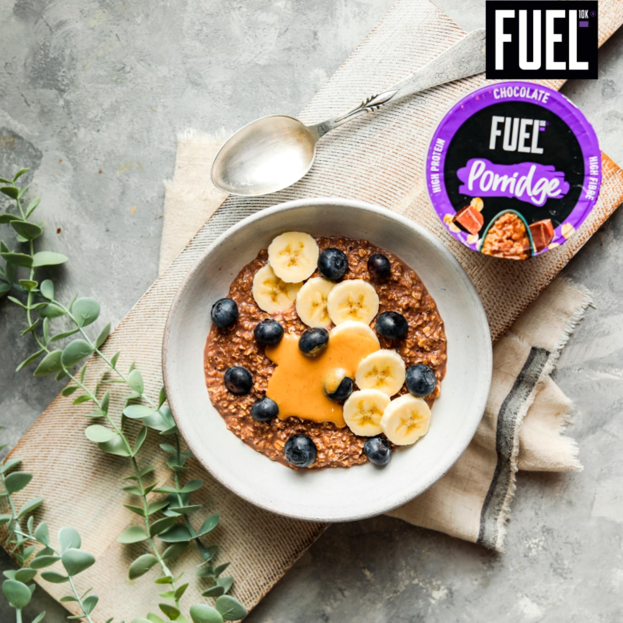 FUEL10K Chocolate High Protein Porridge Oat Cereal Pot - 8 x 70g 7