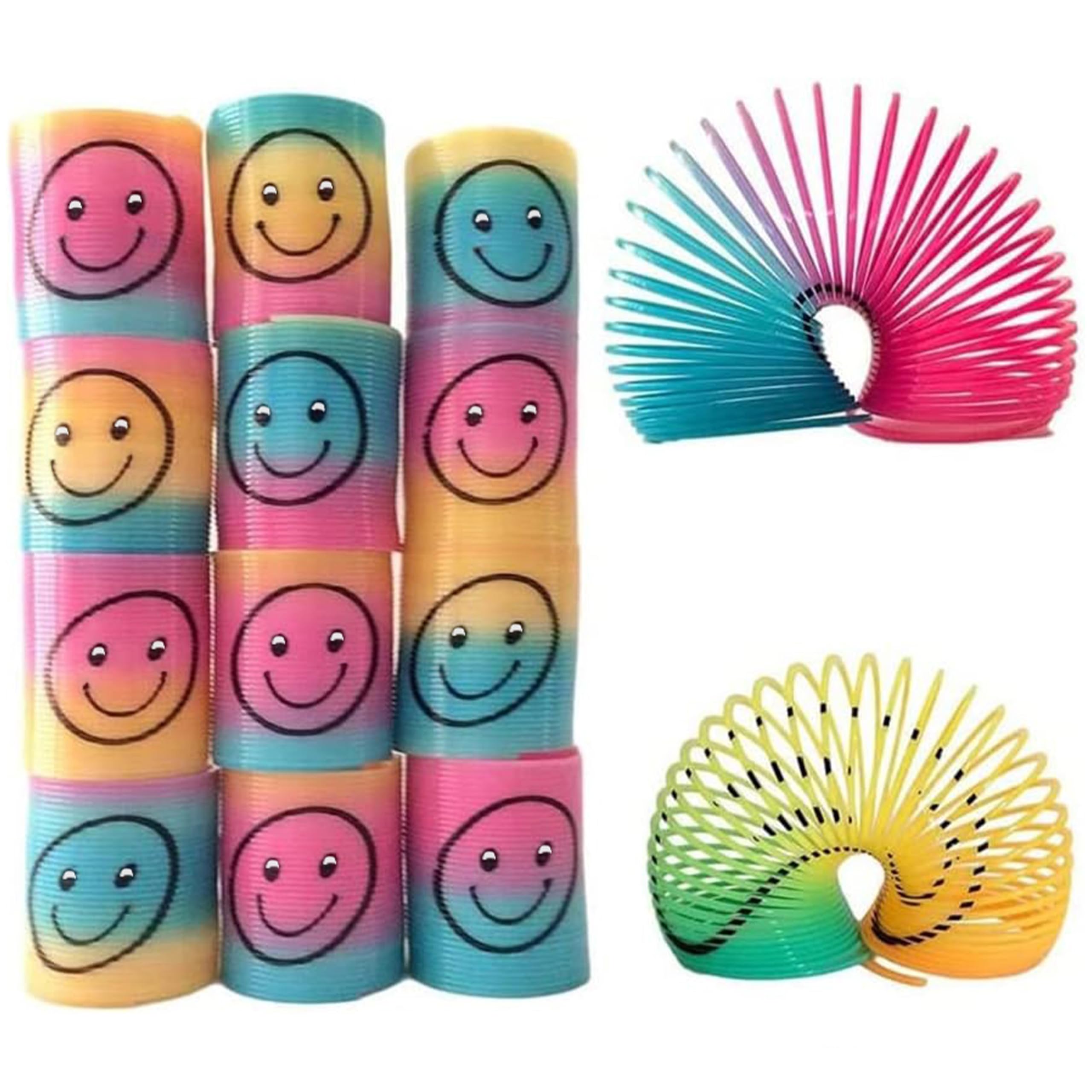 SHATCHI 24Pcs Rainbow Smile Face Springs - Stretches Up To 1 Meter | Plastic Wind-Up Toy 5