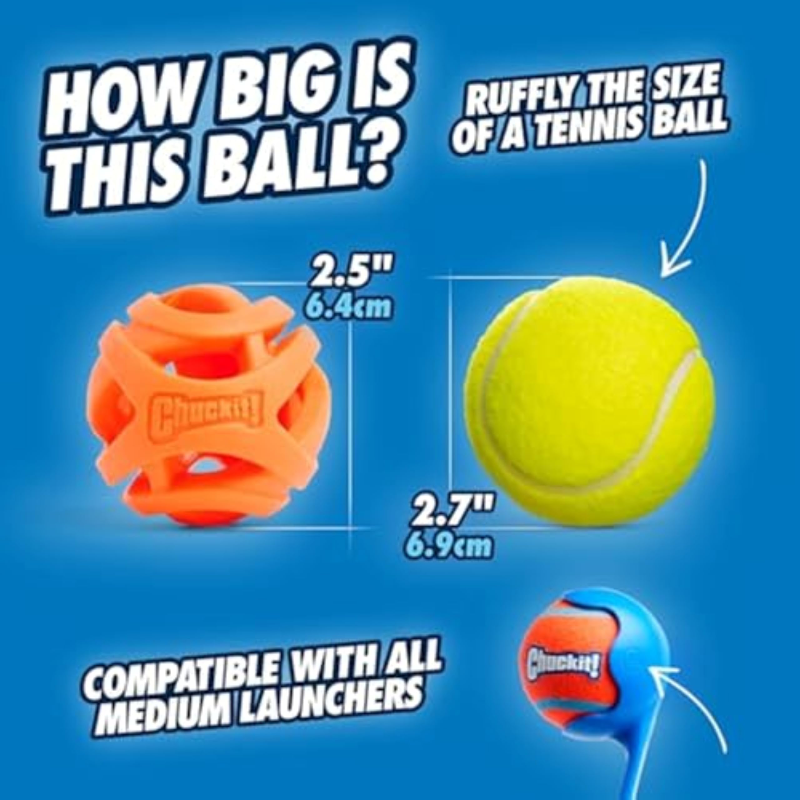 Chuckit! Air Fetch Ball - High Bounce Lightweight Rubber Dog Toy | Medium Size | Multi-colored 7