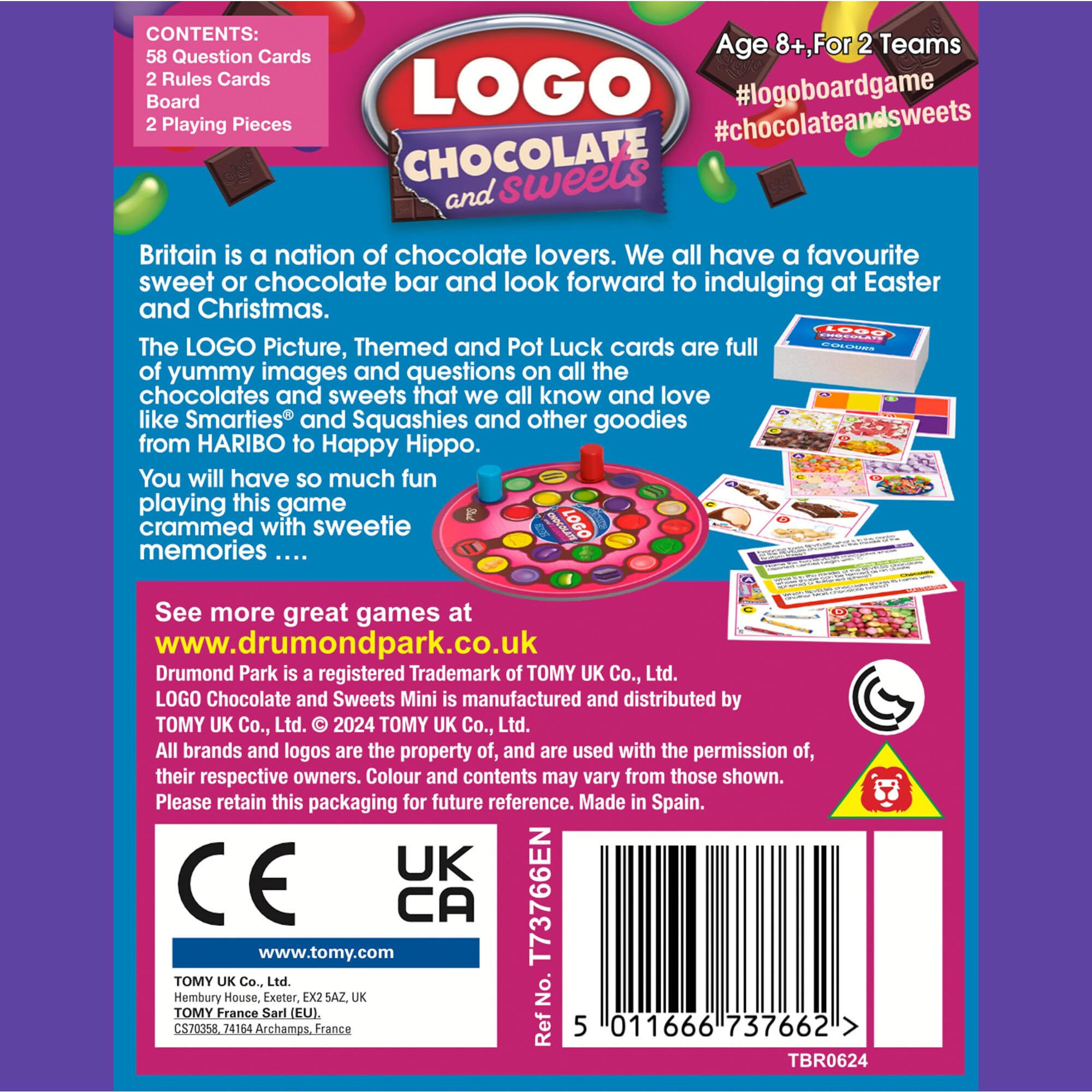 TOMY LOGO Chocolate & Sweets Mini Board Game | Trivia | 2-20 Players | Ages 8+ 6