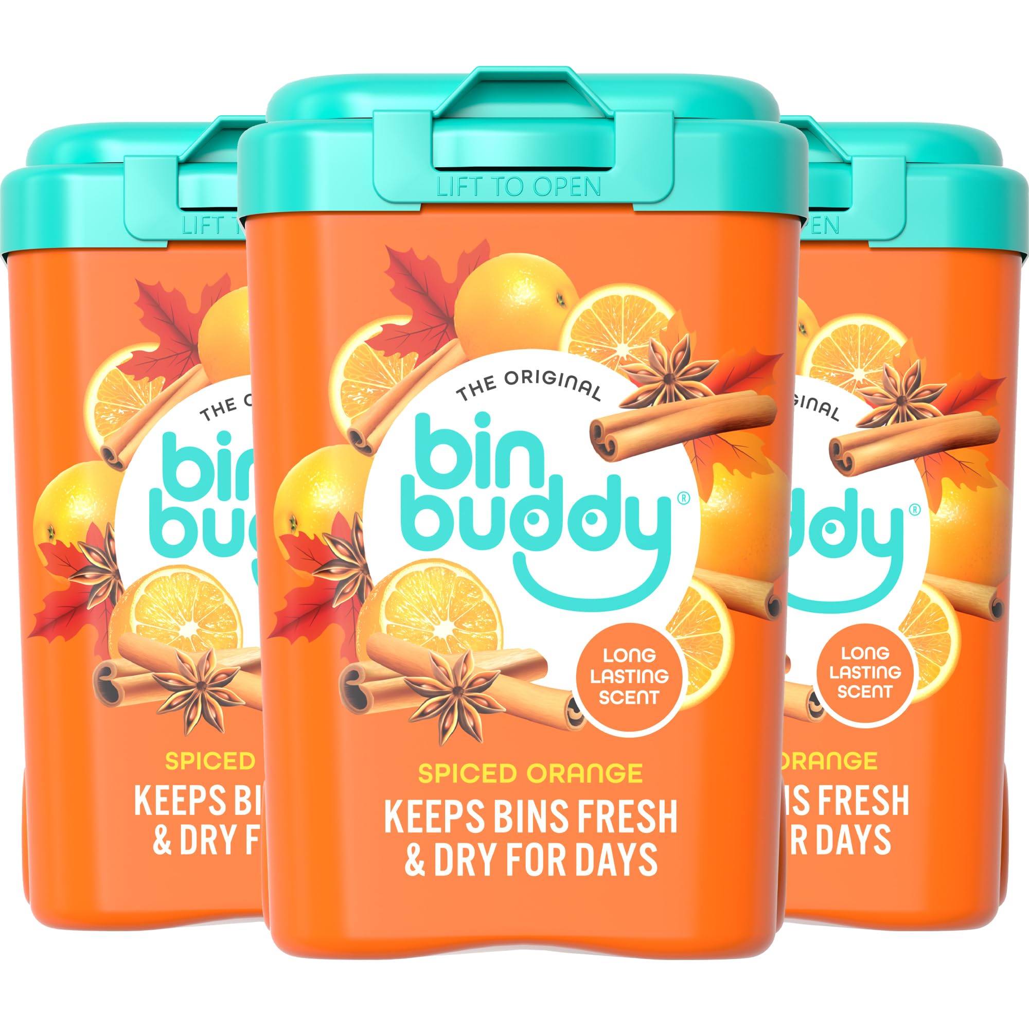Bin Buddy Spiced Orange Air Freshener Powder - Absorbs Mess | Lasts for Days | 3 Pack 1