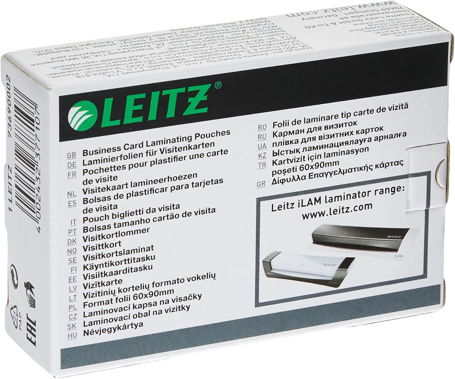 Leitz iLAM 60 x 90 mm 125 Micron Business Card Laminating Pouch (Pack of 100) 5