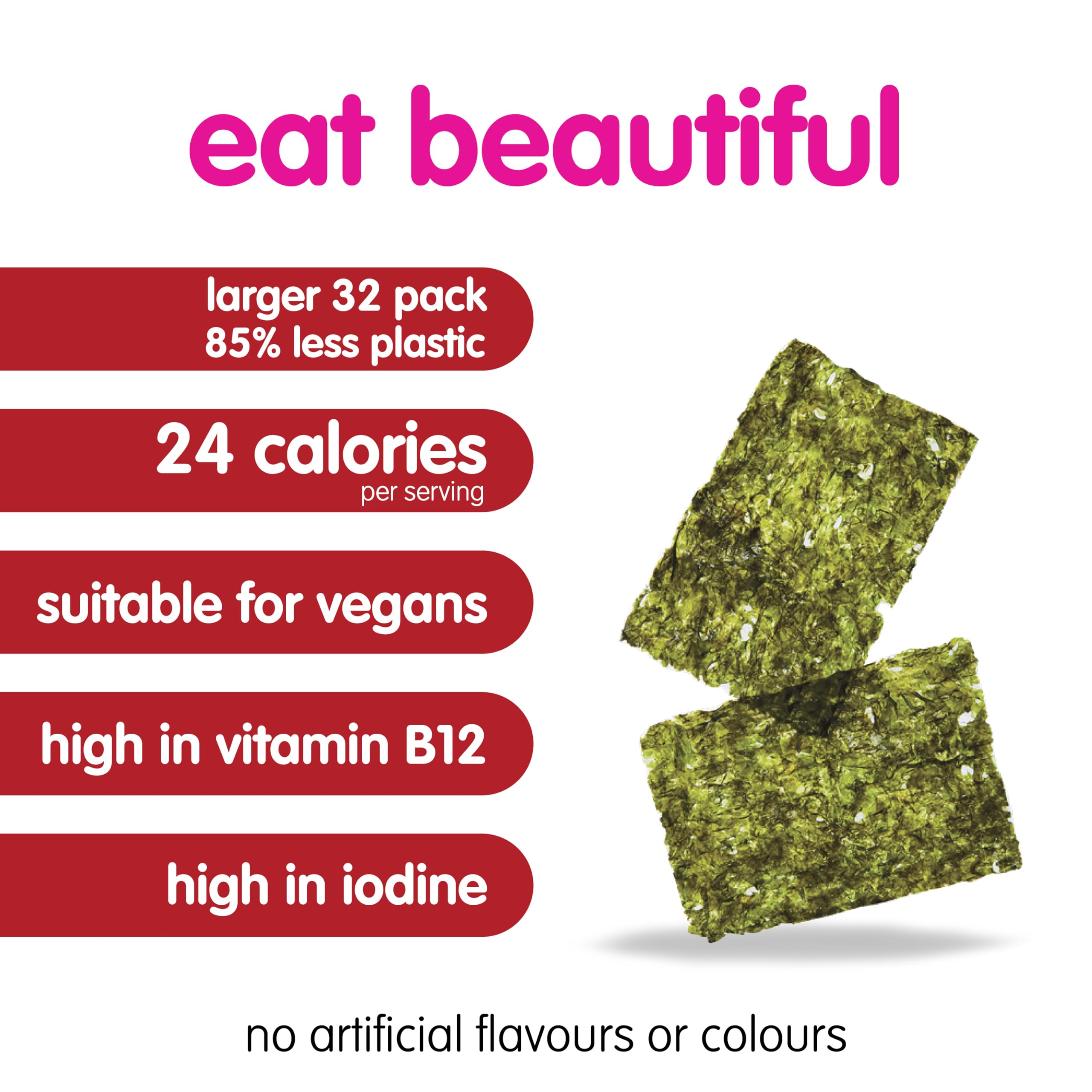 itsu Seaweed Thins Sriracha Seasoned - 32 Pack of 5g Crispy Vegan Snacks | Low Calorie 4