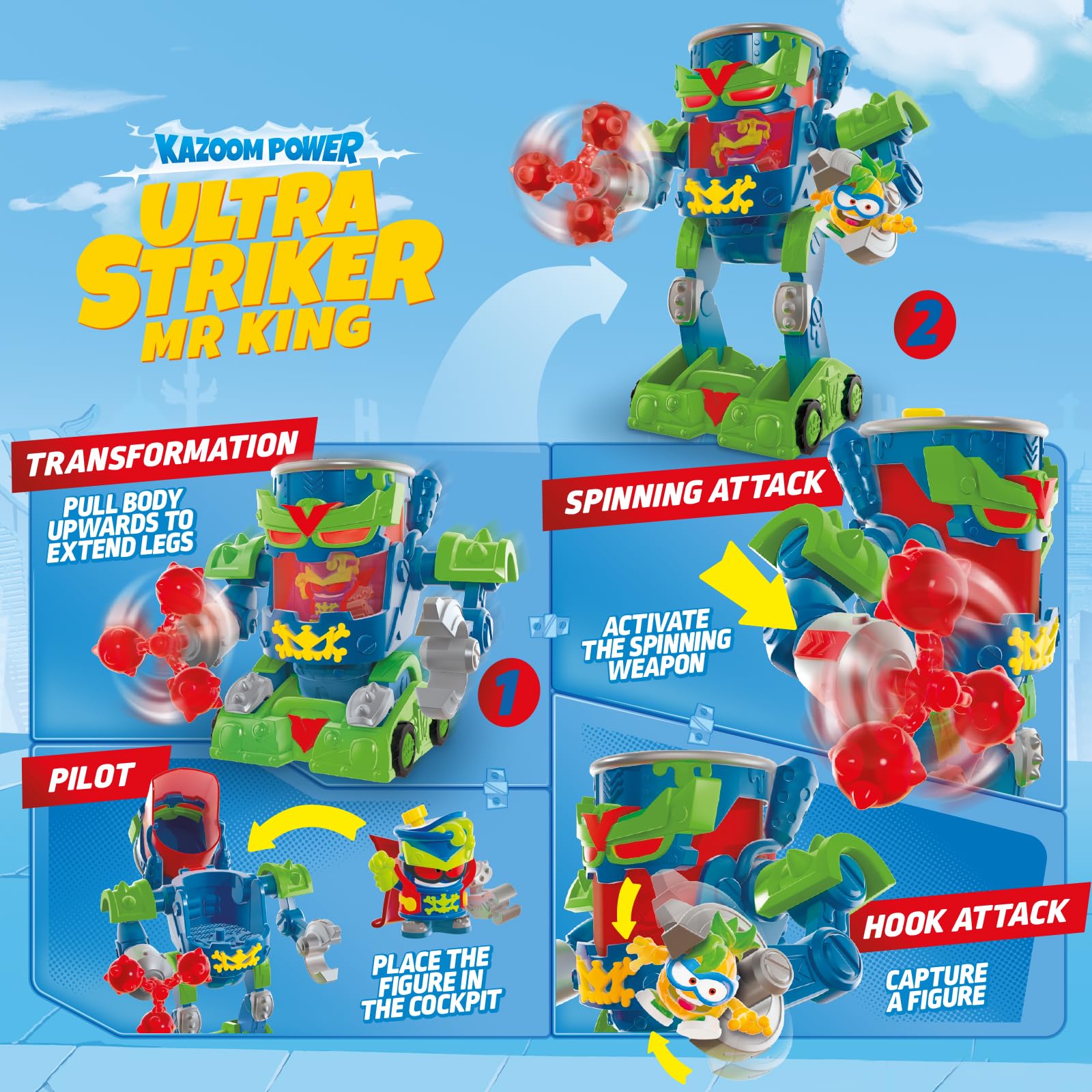 SUPERTHINGS RIVALS OF KABOOM Ultra Striker Mr. King Robot Playset | Exclusive Figure | 3+ Years 4