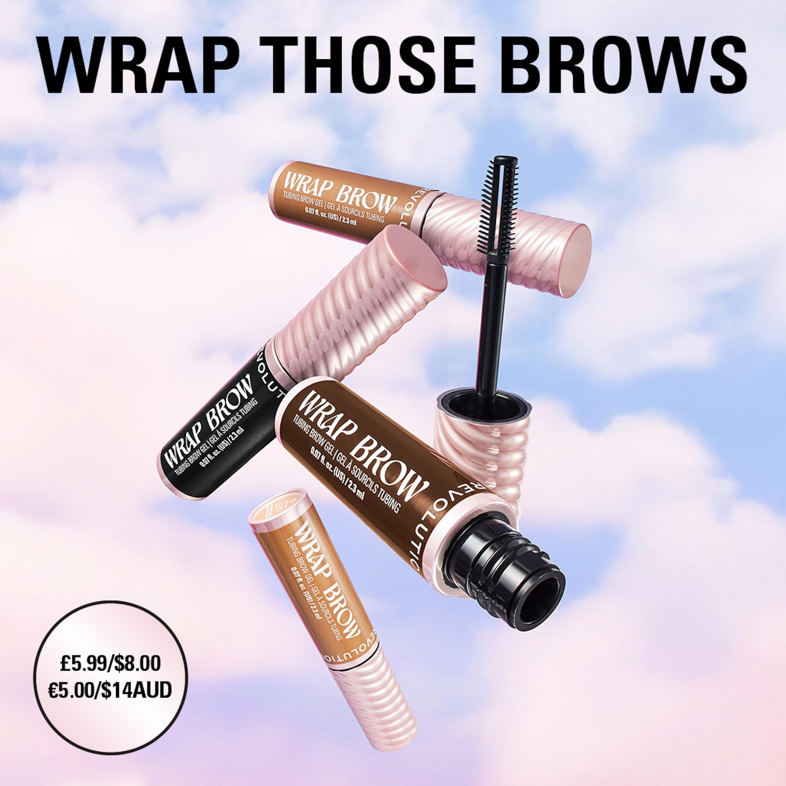 Revolution Beauty London Wrap Brow Tubing Gel - Water-Resistant Sculpting for Women | Warm Medium Brown 6