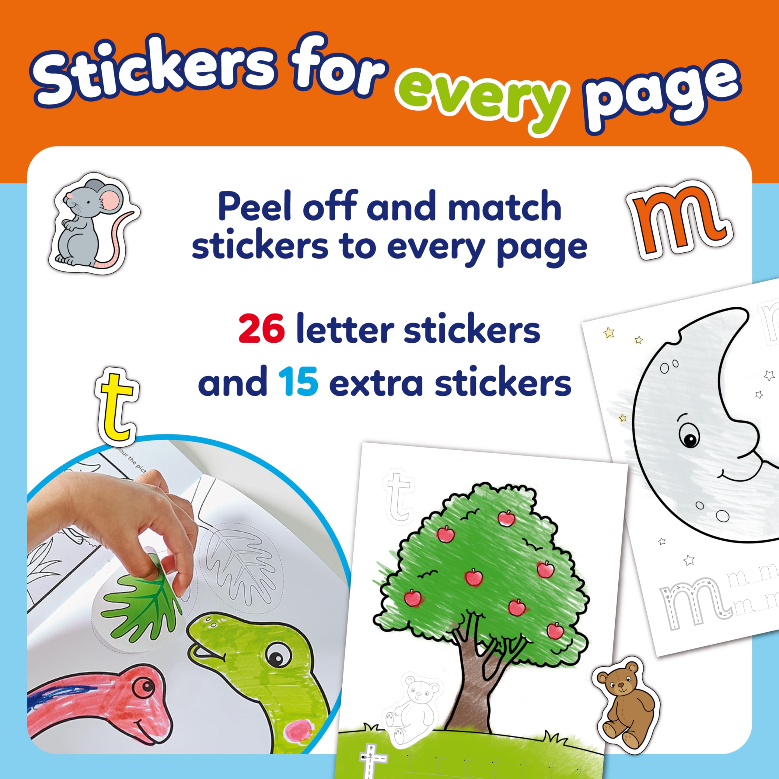 Orchard Toys ABC Colouring and Activity Book - Teaches Alphabet & Literacy Skills | Ages 4+ 5