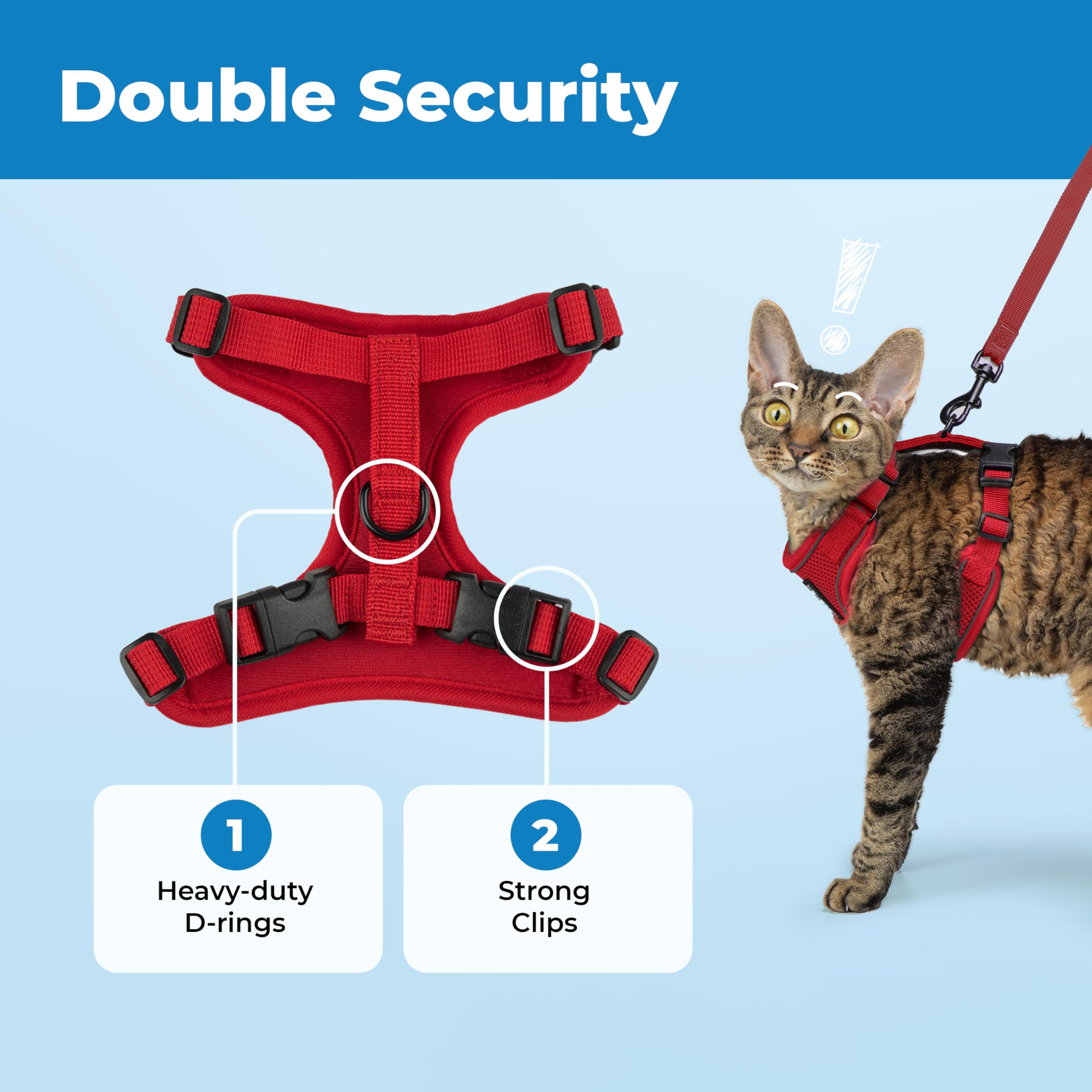 Best Pet Supplies Voyager Escape Proof Cat Harness and Leash Set - Red, Size M (Chest: 16.5-19.5') 5