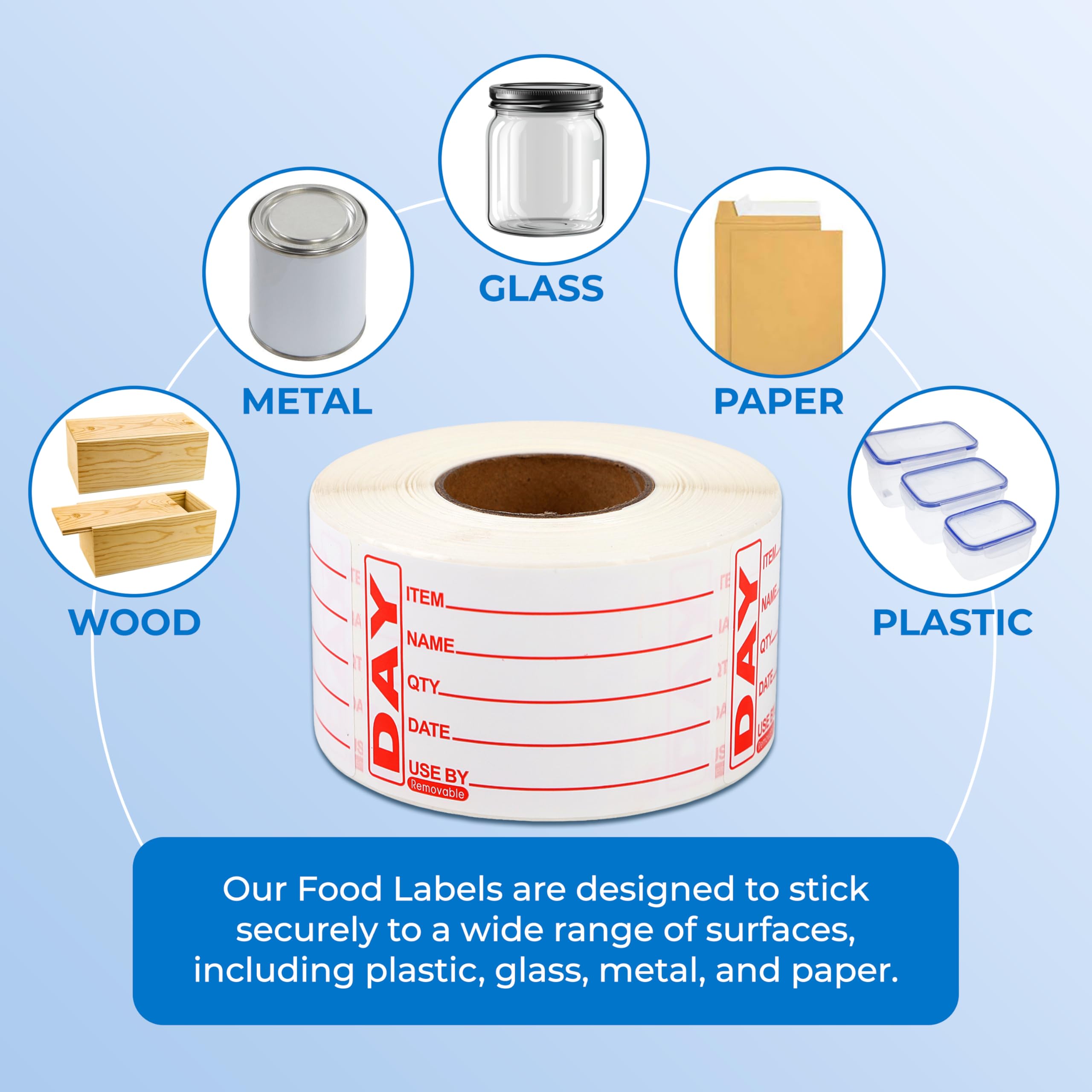 Double Dragon Premium Freezer Labels - 500 Count Roll, 2" x 3" Removable, Waterproof | Red and White