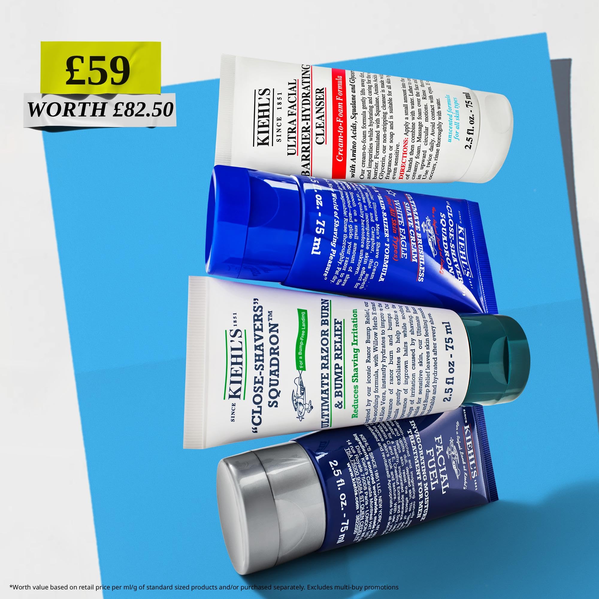 Kiehl's Get Up and Groom Men's Shave Collection Gift Set | 4 Piece Set (75 ml x 4)