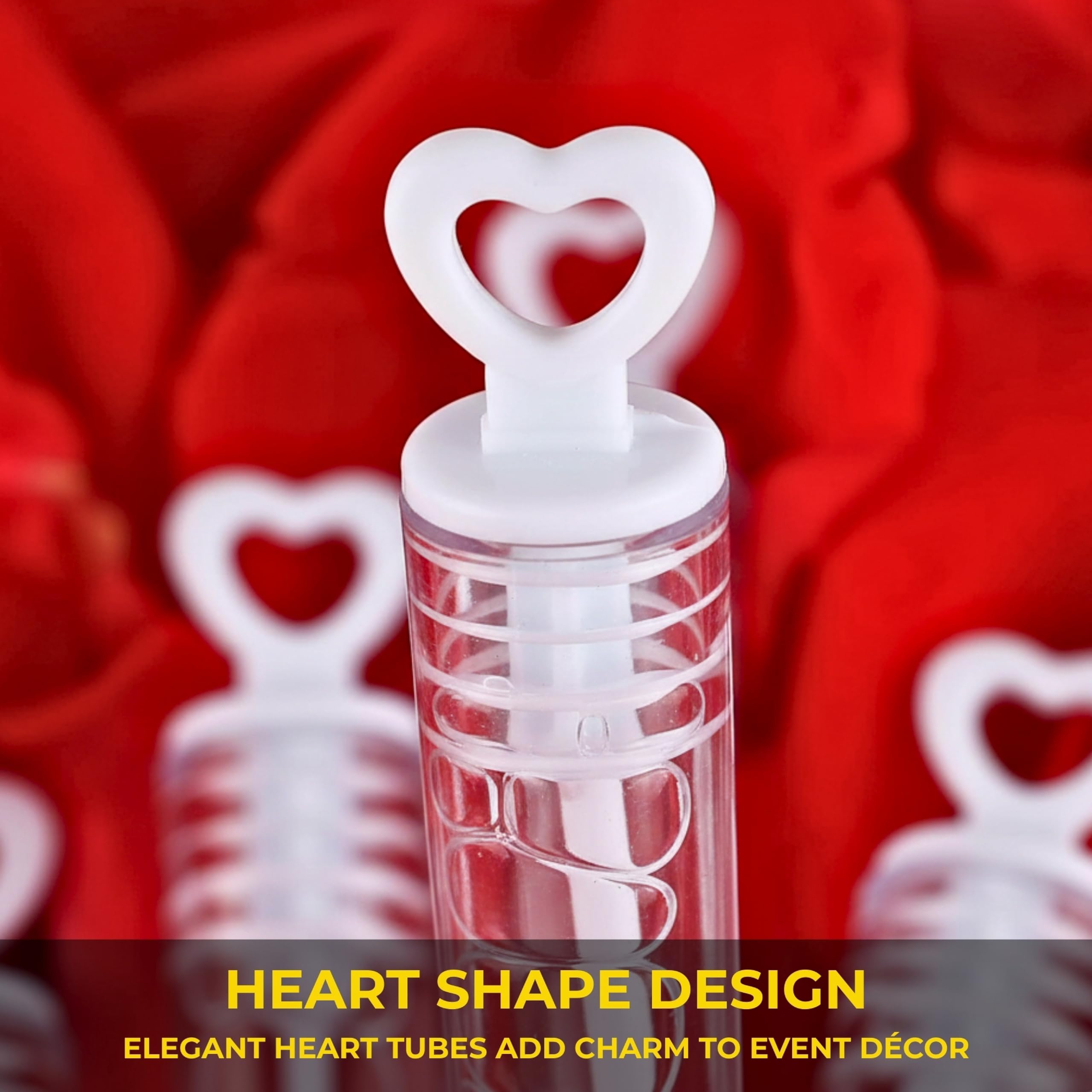 SHATCHI 96 pcs Heart Shape Bubble Tubes with Solution - Party Favors & Decor 4