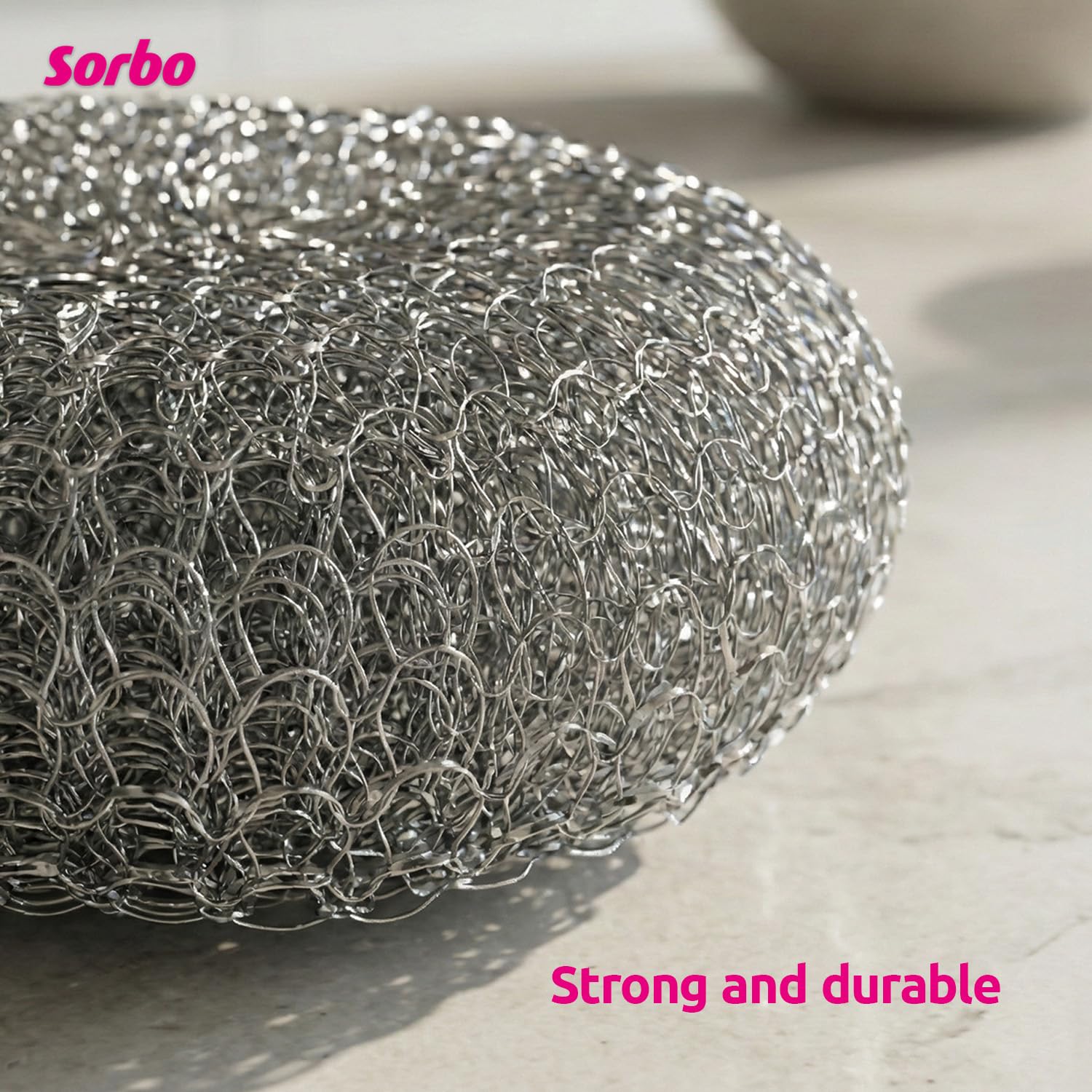 Sorbo Metal Pan Scourers - Heavy-Duty Steel Wool Pads for Tough Grease | 4 Pack 3