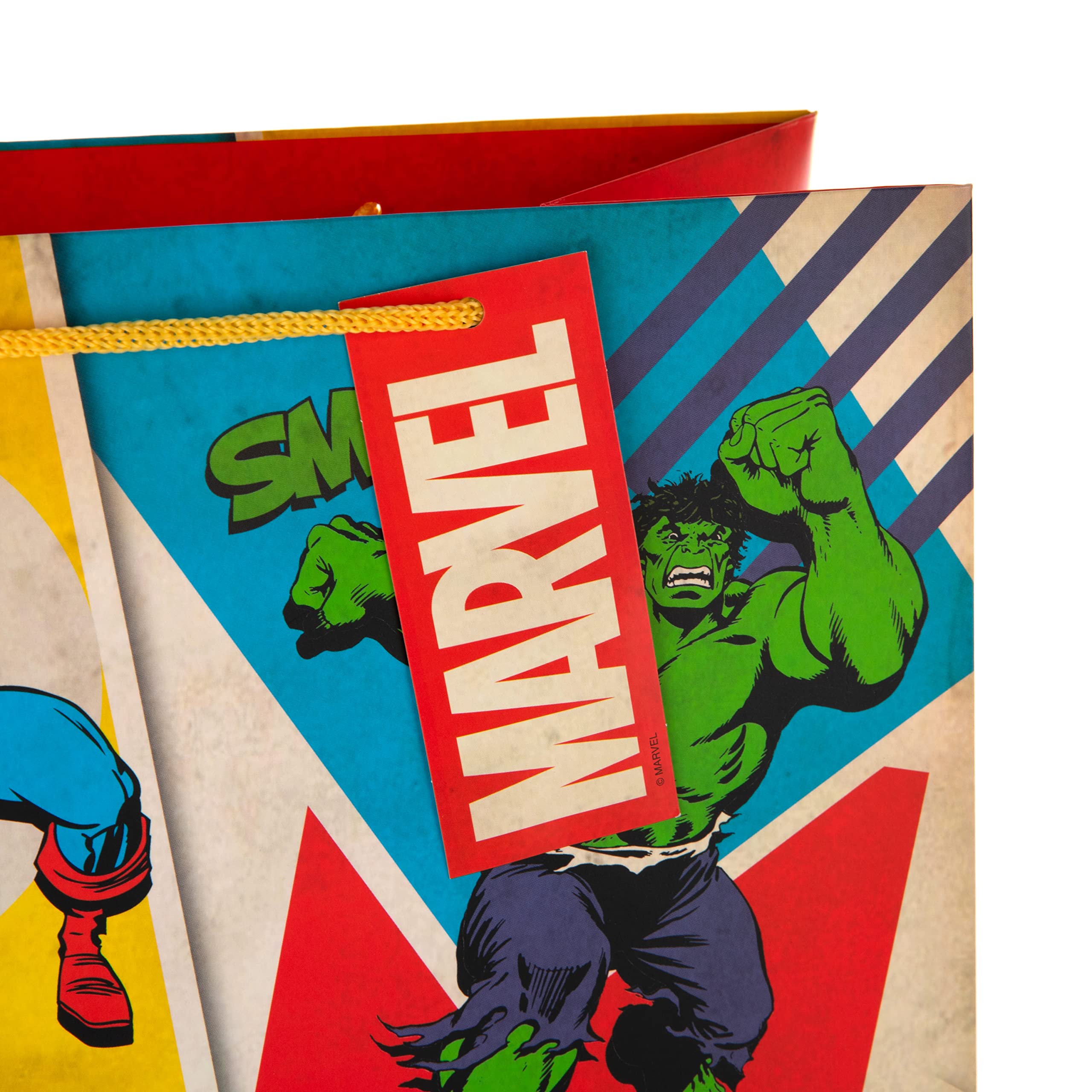 Hallmark Large Marvel Avengers Gift Bag with Tag | Yellow Cord Handles | 33cm x 26.5cm x 14.6cm 5