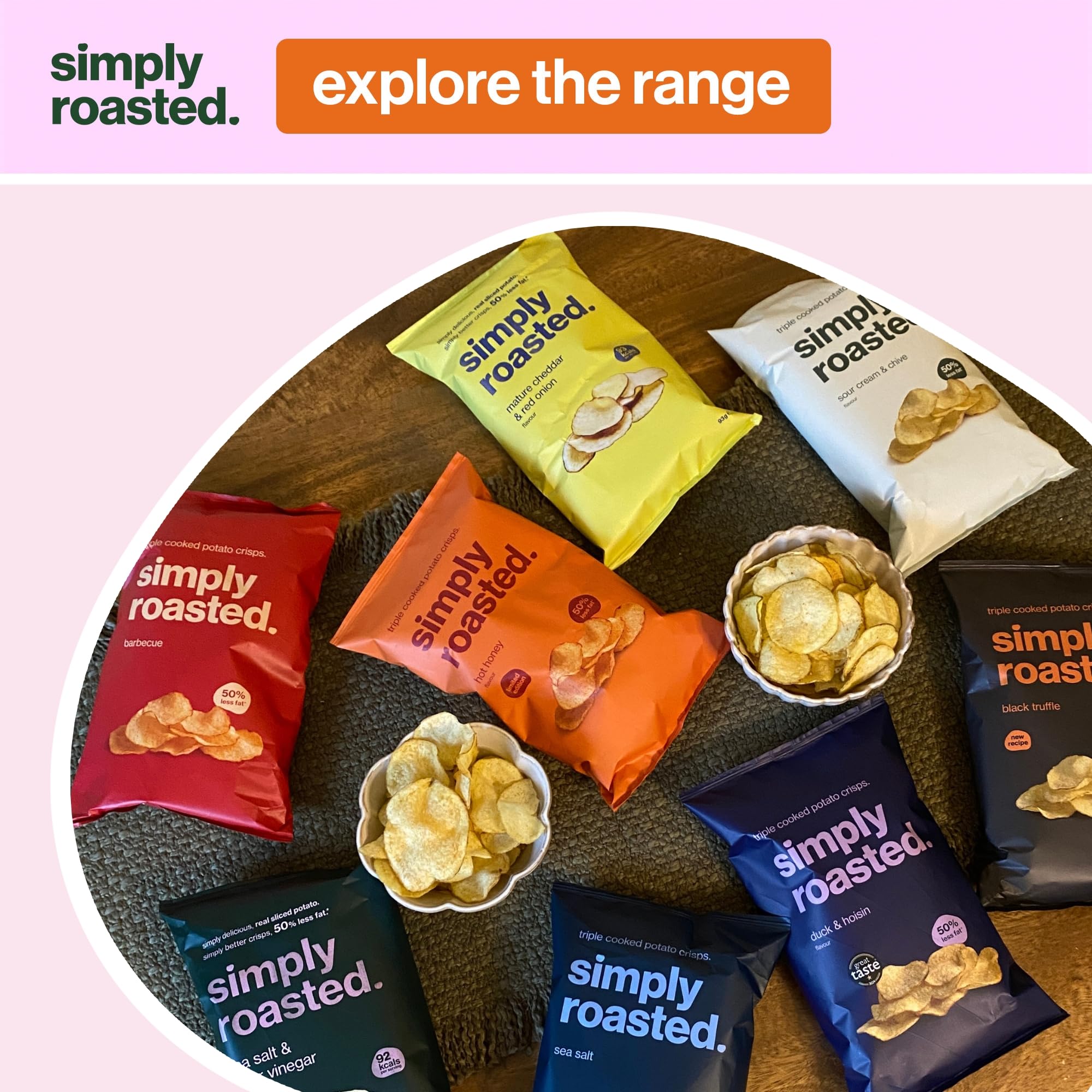 Simply Roasted Sour Cream & Chive Crisps Multipack - 12 x 21.5g Bags | Roasted Not Fried 6