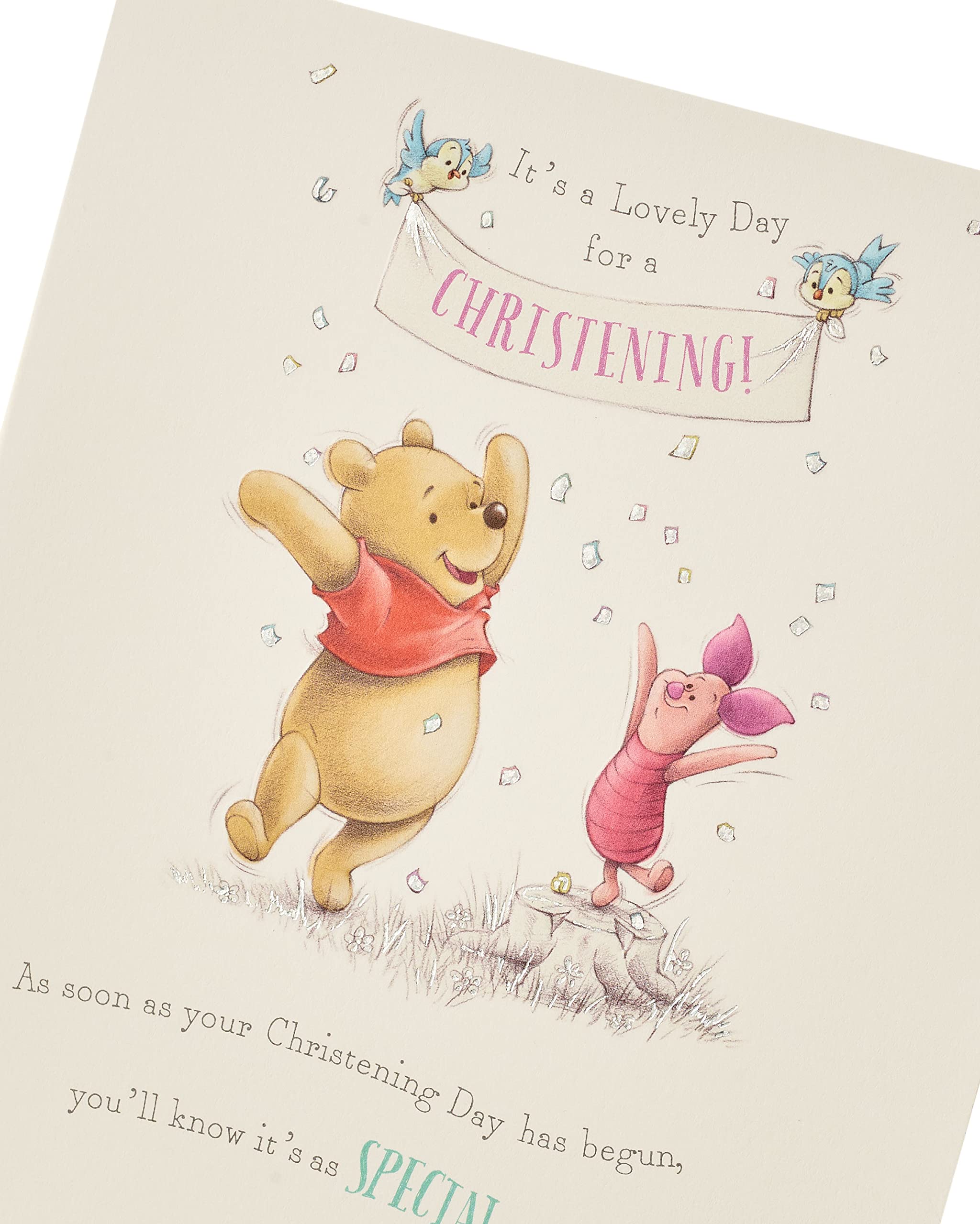 UK Greetings Winnie the Pooh Christening Card - Embossed & Foil Finish | 159 x 184 mm 4