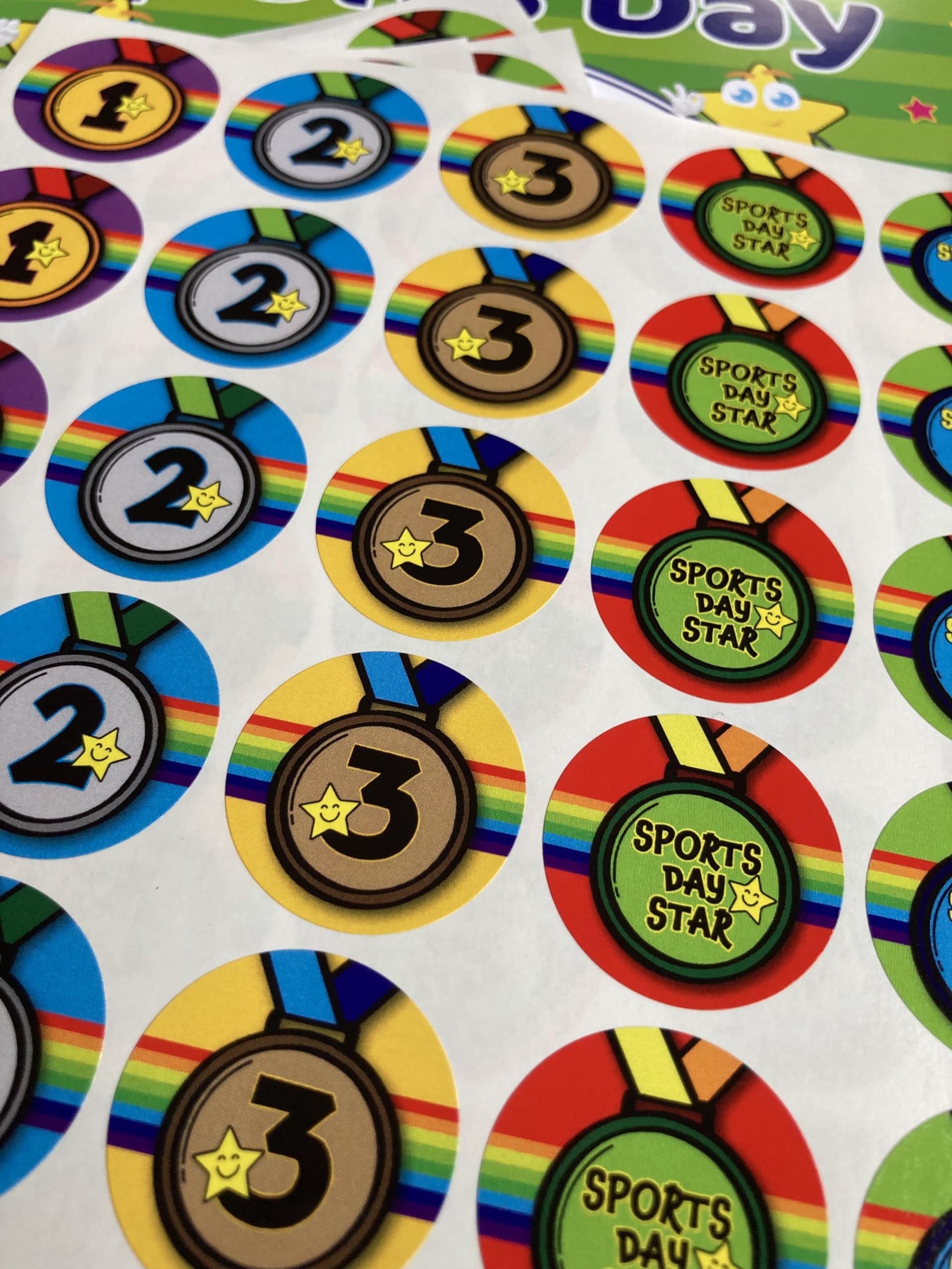 SuperStickers Sports Day Stickers Variety Pack - 1st, 2nd, 3rd & Star | 125 Stickers, 28mm