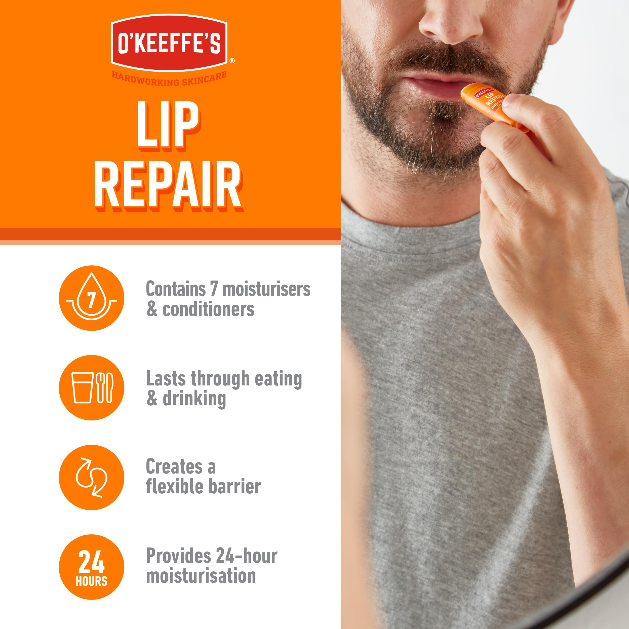 O'Keeffe's Lip Repair Unscented Lip Balm (4.2g x 3 Pack) 3
