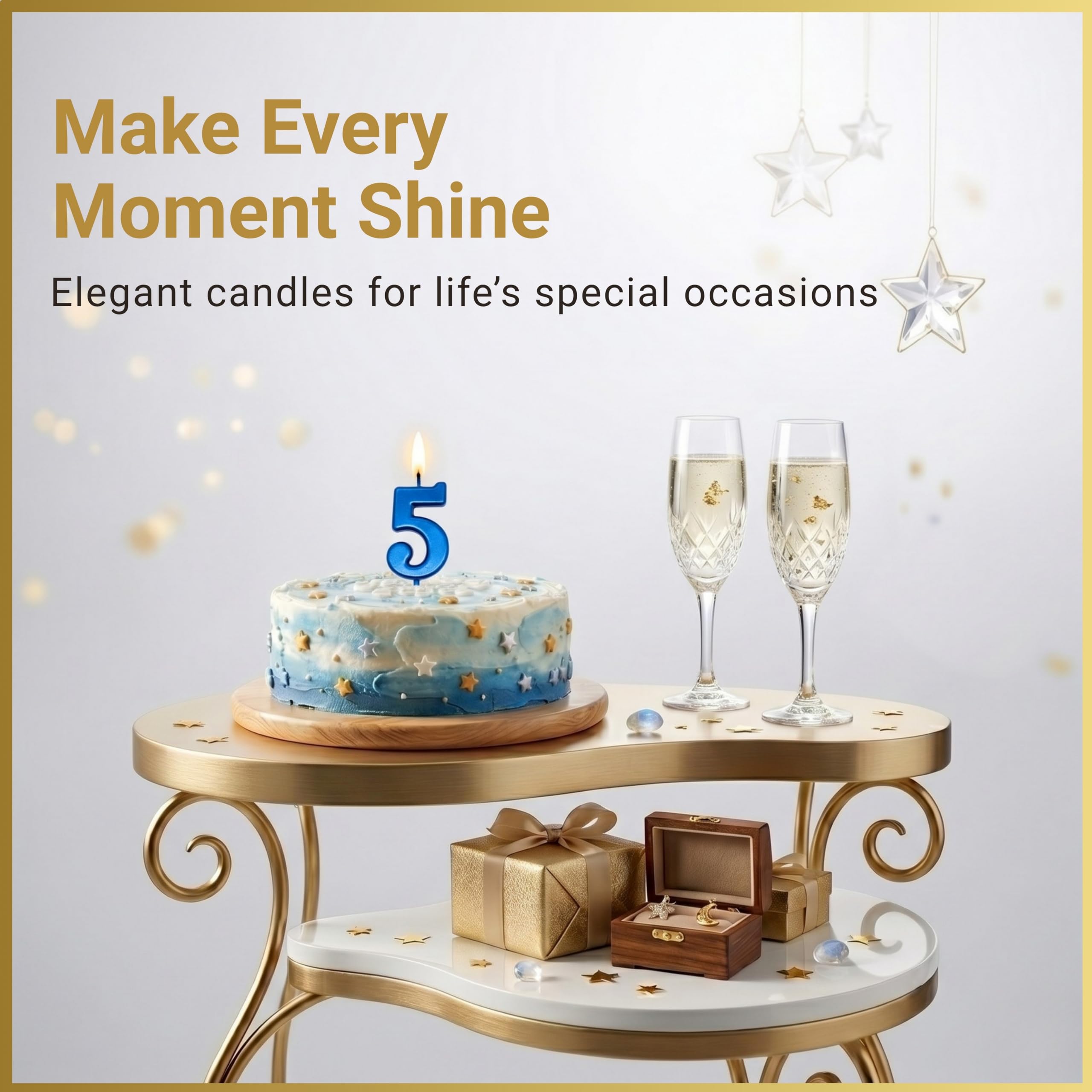 SHATCHI Number 5 Birthday Candle - Blue Wax Cake Topper for Milestone Celebrations | Smokeless, Non-Toxic 9