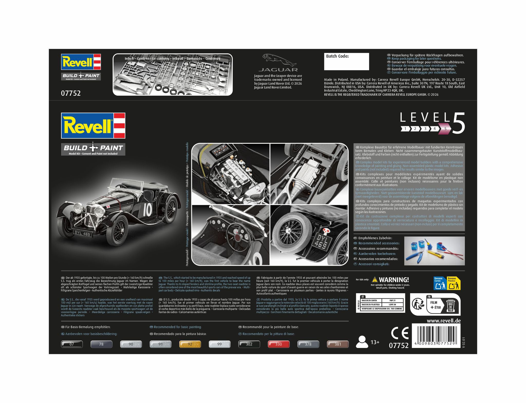 Revell 07752 Jaguar SS 100 Model Kit | 1:32 Scale Plastic Unbuilt/Unpainted 6